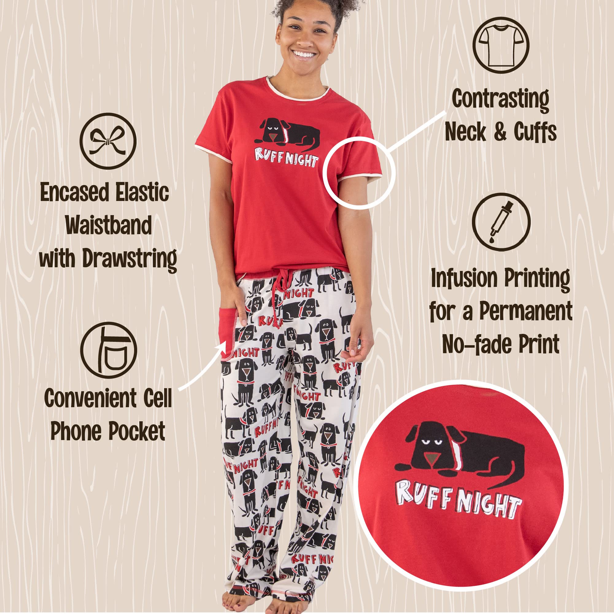 Lazy One Women's Pajama Set - Soft Short Sleeve Sleepwear with Cute Prints, Relaxed Fit for Lounge & Sleep | Perfect for Home Relaxation, Sleepovers & Cozy Nights