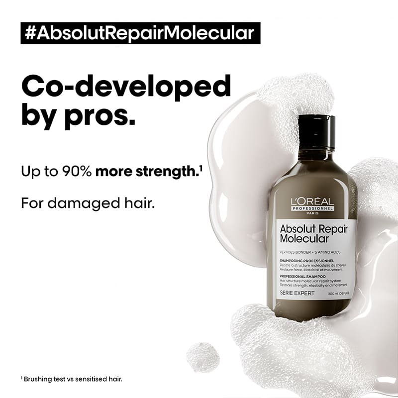 L'Oréal Professionnel Serie Expert Absolut Repair Molecular Duo - Hair Repair Shampoo & Conditioner Set for Damaged Hair - Salon-Quality Treatment for Dry, Brittle & Frizzy Hair - Perfect for Home Hair Care Routine & Post-Color Treatment
