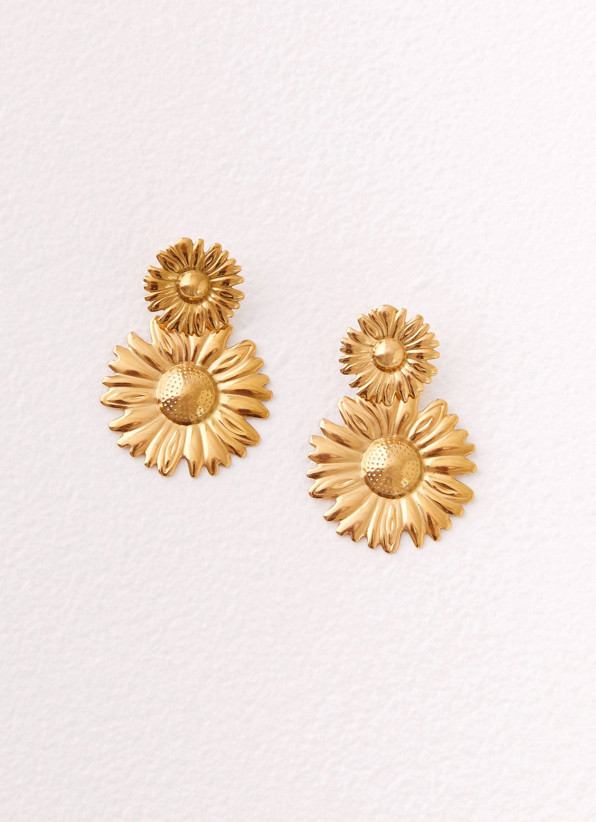 Daisy Love Earrings - 14K Gold Plated Floral Stud Earrings for Women, Gift for Her | Perfect for Weddings, Date Nights & Everyday Wear