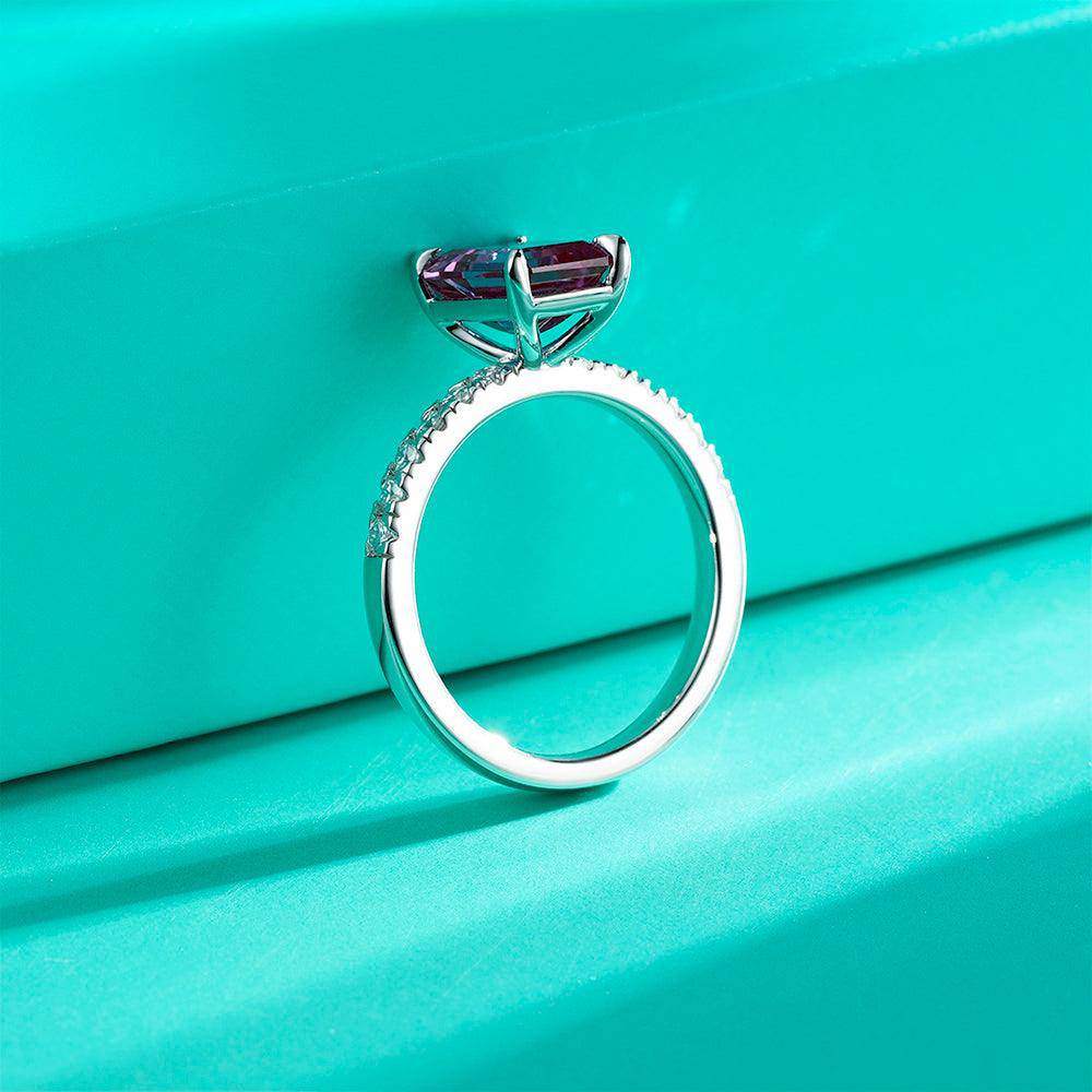 2 CT. Four Prong Emerald Cut Alexandrite Engagement Ring - Vintage Style Wedding Band for Women, Perfect for Proposals, Anniversaries & Special Occasions
