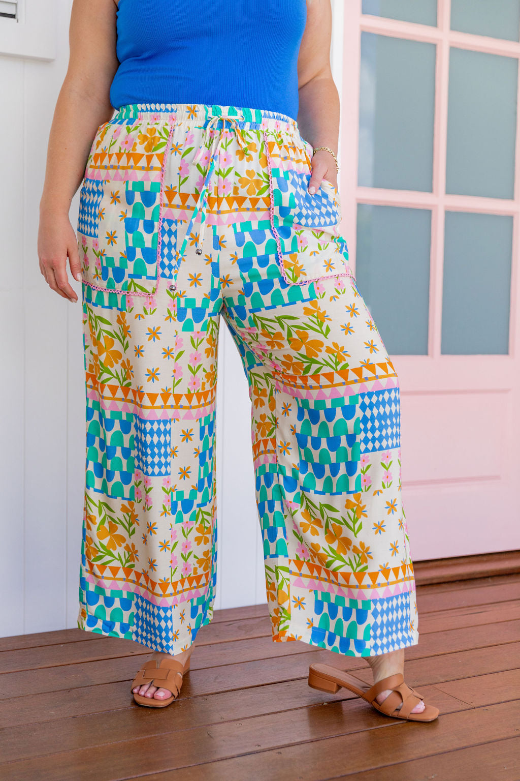 Luella Patch Garden Pants - Stylish Floral Print Women's Trousers for Casual Wear & Outdoor Activities