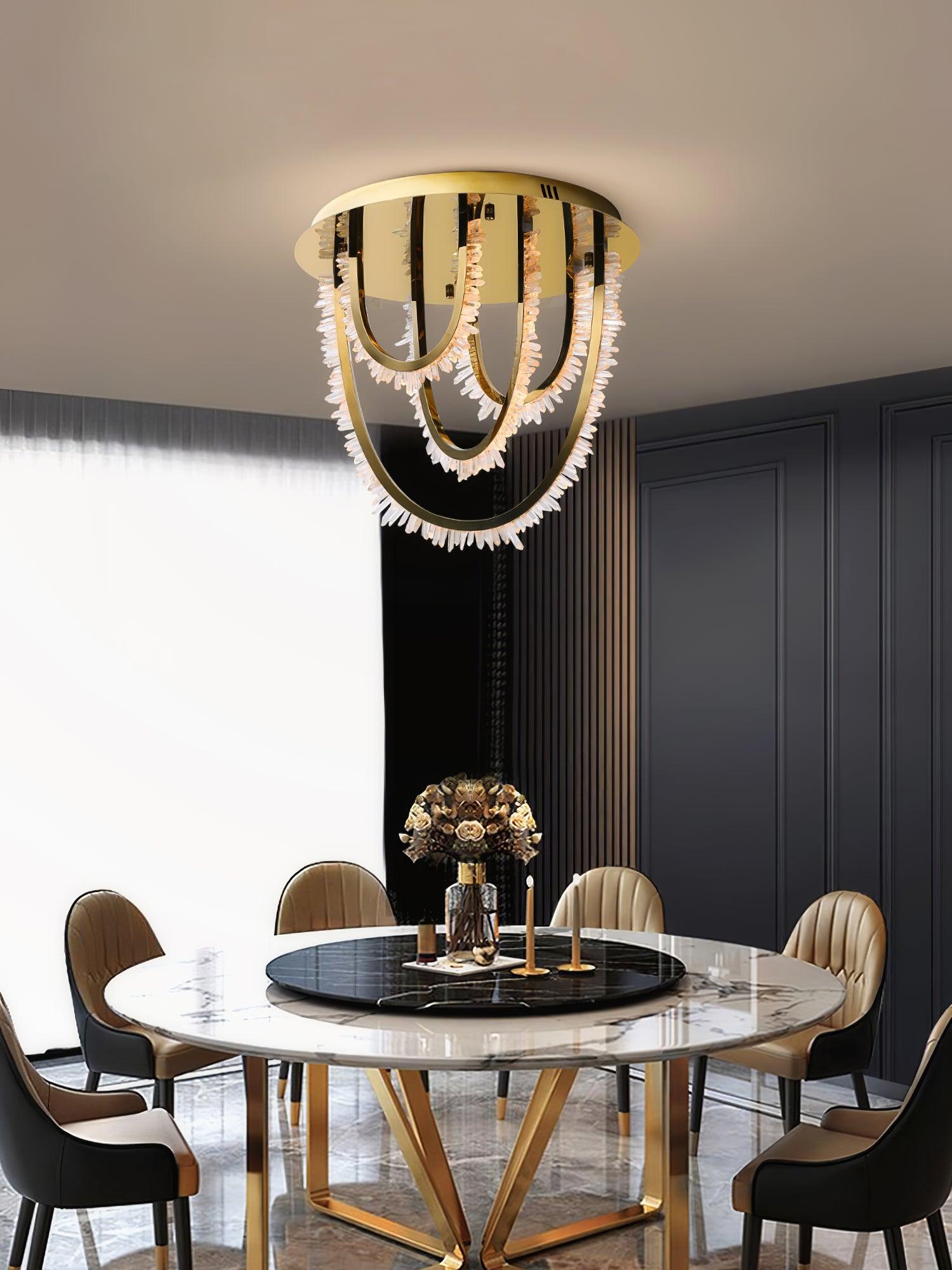 Elegant Crystal Chandelier Ceiling Light Fixture - Modern Home Decor for Living Room, Dining Room, Bedroom & Entryway