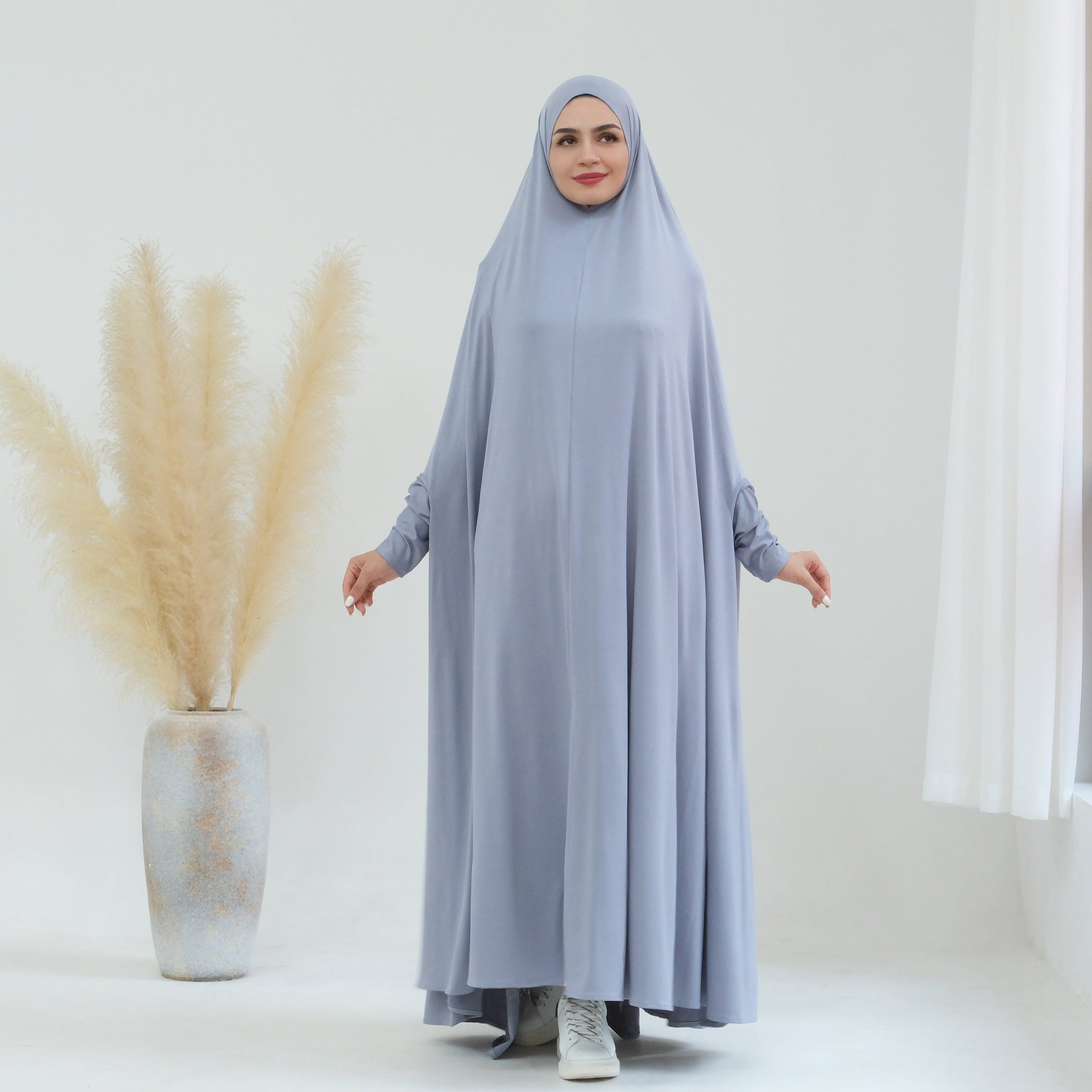 Awra Cape Hijab Combo - Light Gray Modest Muslim Scarf Set for Women | Perfect for Prayer, Daily Wear & Special Occasions