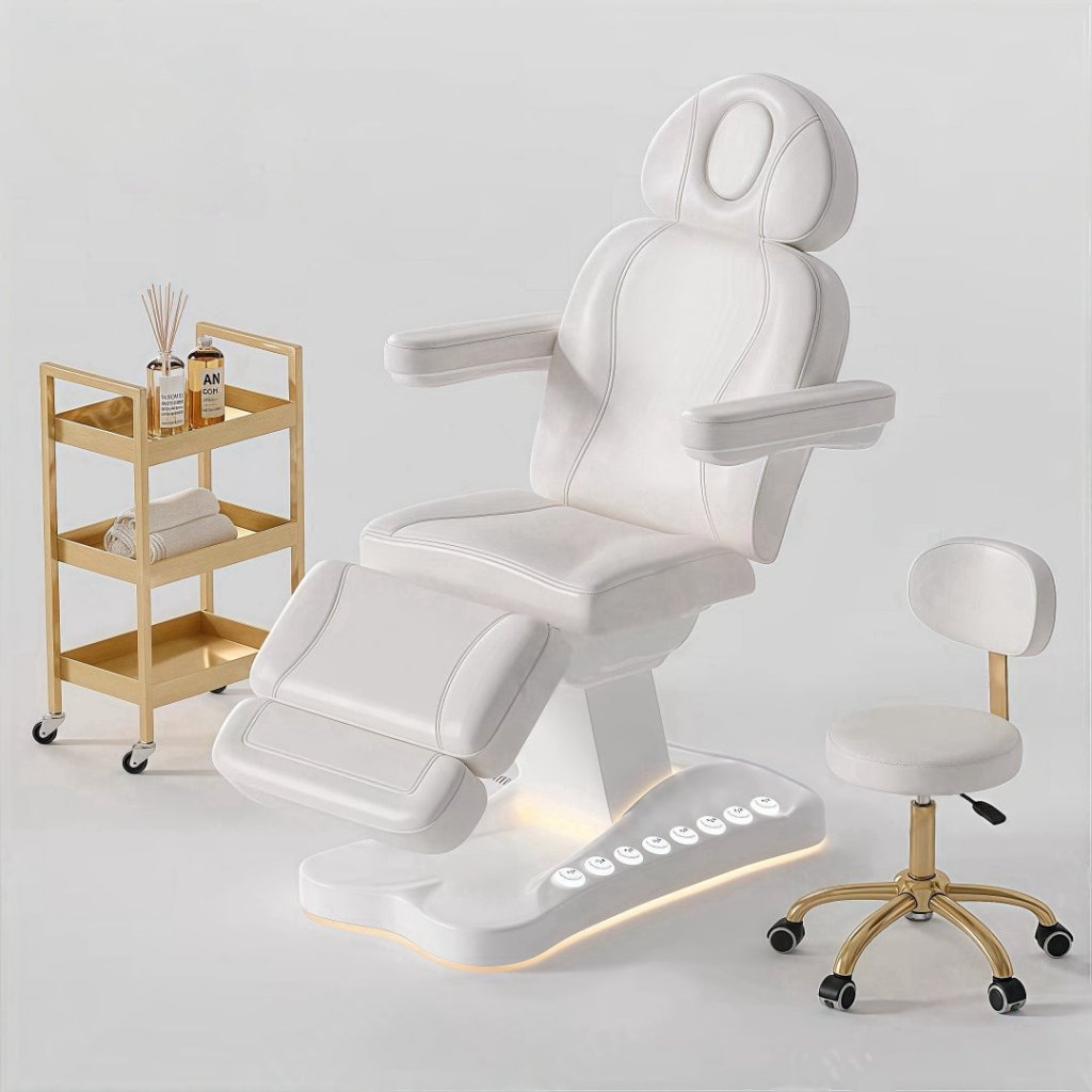 Greenlife CarryAll 4 Motors Electric Facial Bed SPA Massage Chair with Silicone Leather - Large Foot Control Buttons & Handheld Remote - Perfect for Salon, Spa & Home Relaxation Therapy