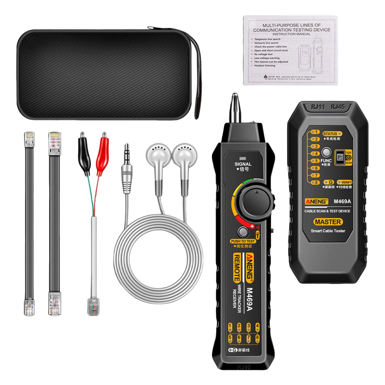 2-Pack Network Cable Tester Kit - RJ45 & RJ11 Line Finder with Optical CAT Detection - Professional Ethernet Cable Tester for Home, Office, and Data Center Networking Setup
