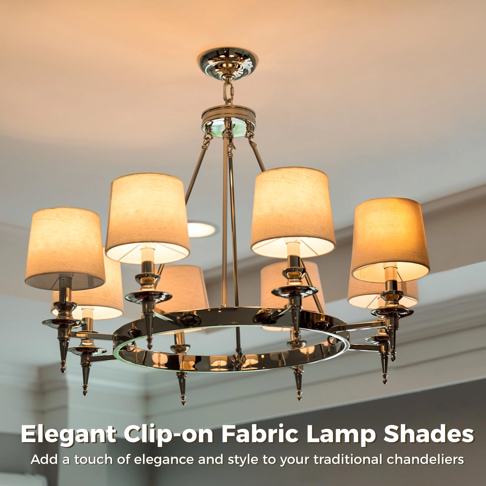6 Pack 5 Inch Mini Barrel Lampshades - Clip On Replacement Shades for Table Lamps & Wall Lights - Natural Linen Fabric - 3.5x5x5.5 Inches (Top/Height/Bottom) - Perfect for Bedroom, Living Room & Office Decor