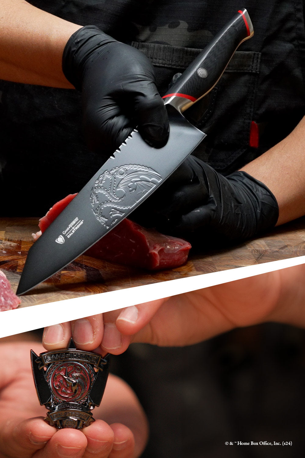 Dalstrong 8-Inch Chef Knife - Game of Thrones™ House Targaryen™ Edition - High Carbon Steel Kitchen Knife for Professional Chefs & Home Cooking - Perfect for Slicing, Dicing & Meat Preparation