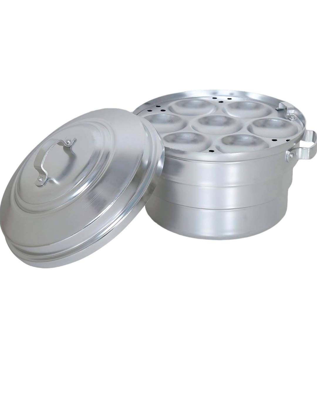 Premium Anodized Aluminum Idli Maker & Steamer - 10 Inch Traditional Indian Idly Pot (Paanai) for Healthy Breakfast & Homemade Snacks