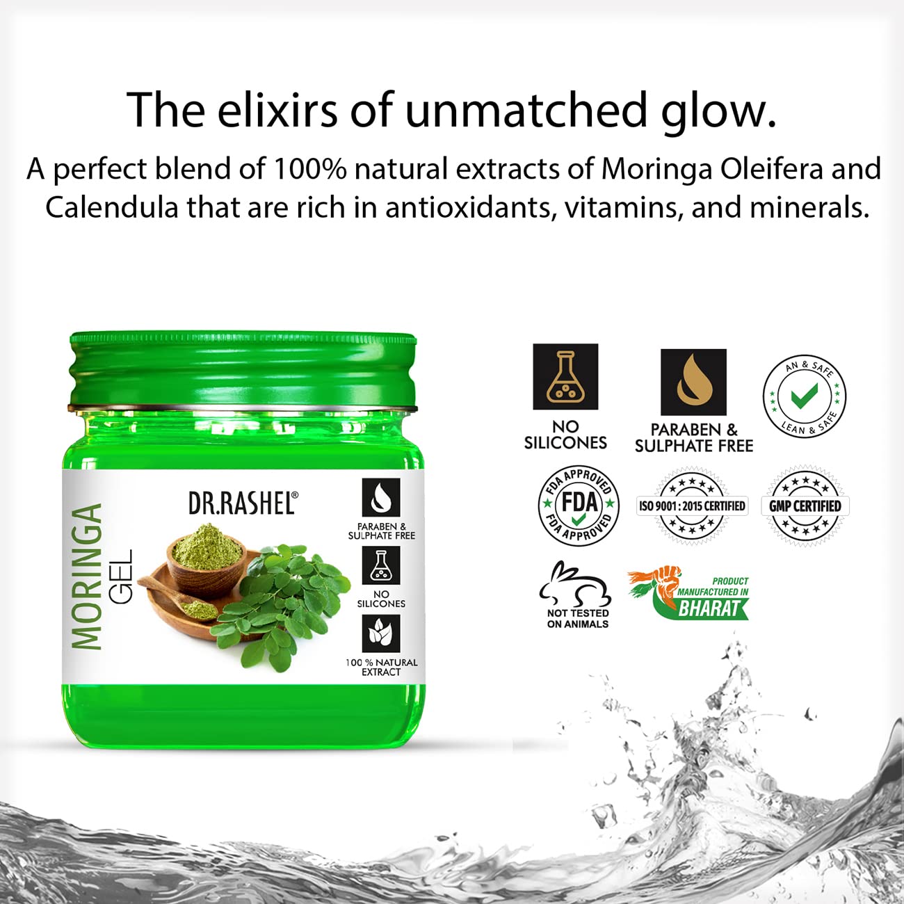 DR.RASHEL Moringa Face Gel with Glycerin Extracts - Hydrating & Nourishing Moisturizer for Men & Women (380ml) | Unclogs Pores, Soothes Skin Tone, Non-Sticky Formula | Perfect for Daily Skincare & Post-Shave Hydration