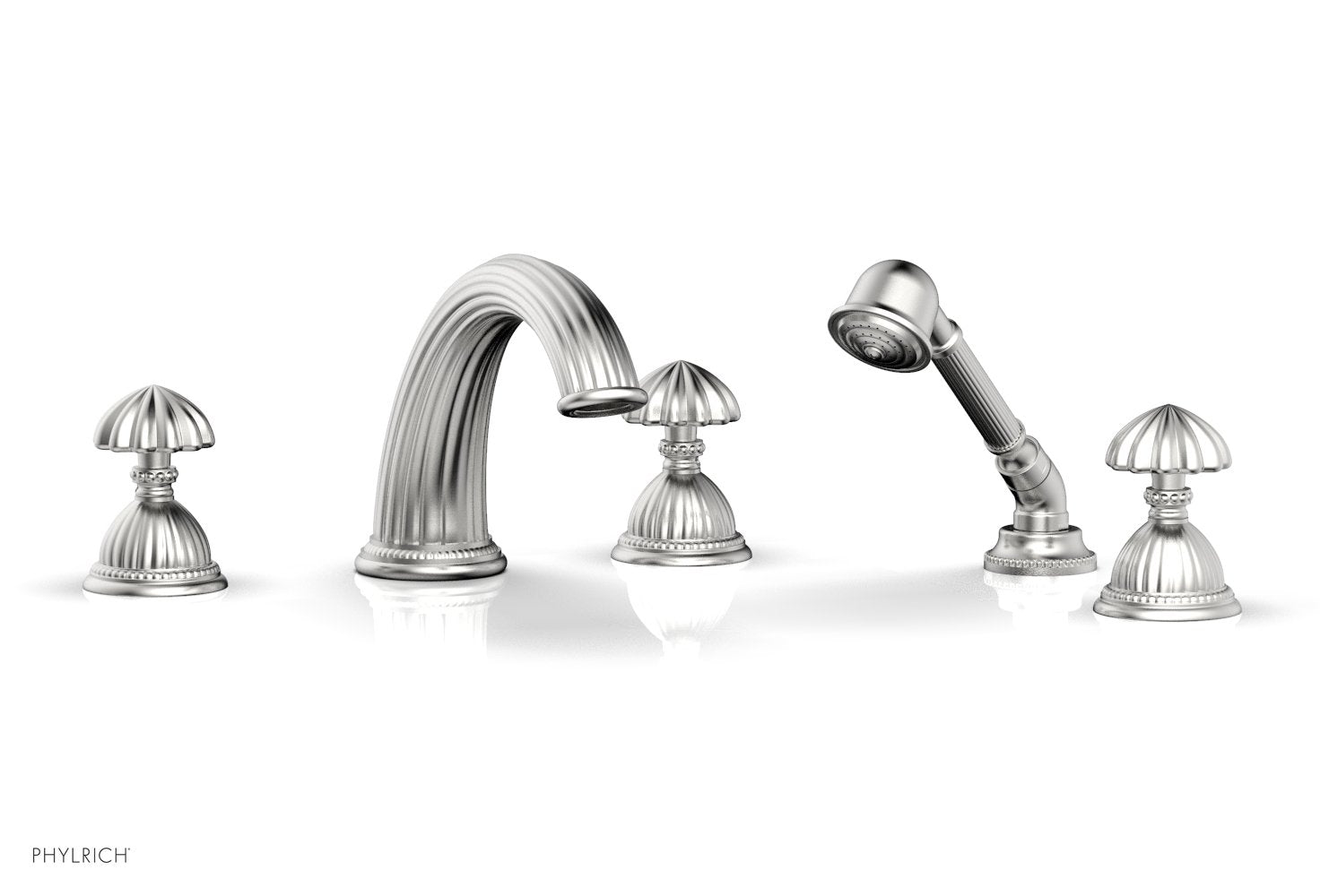GEORGIAN & BARCELONA Deck Mounted Bathtub Faucet Set with Round Handles and Hand Shower K2361P1 - Perfect for Modern Bathroom Renovation and Spa-Like Experience