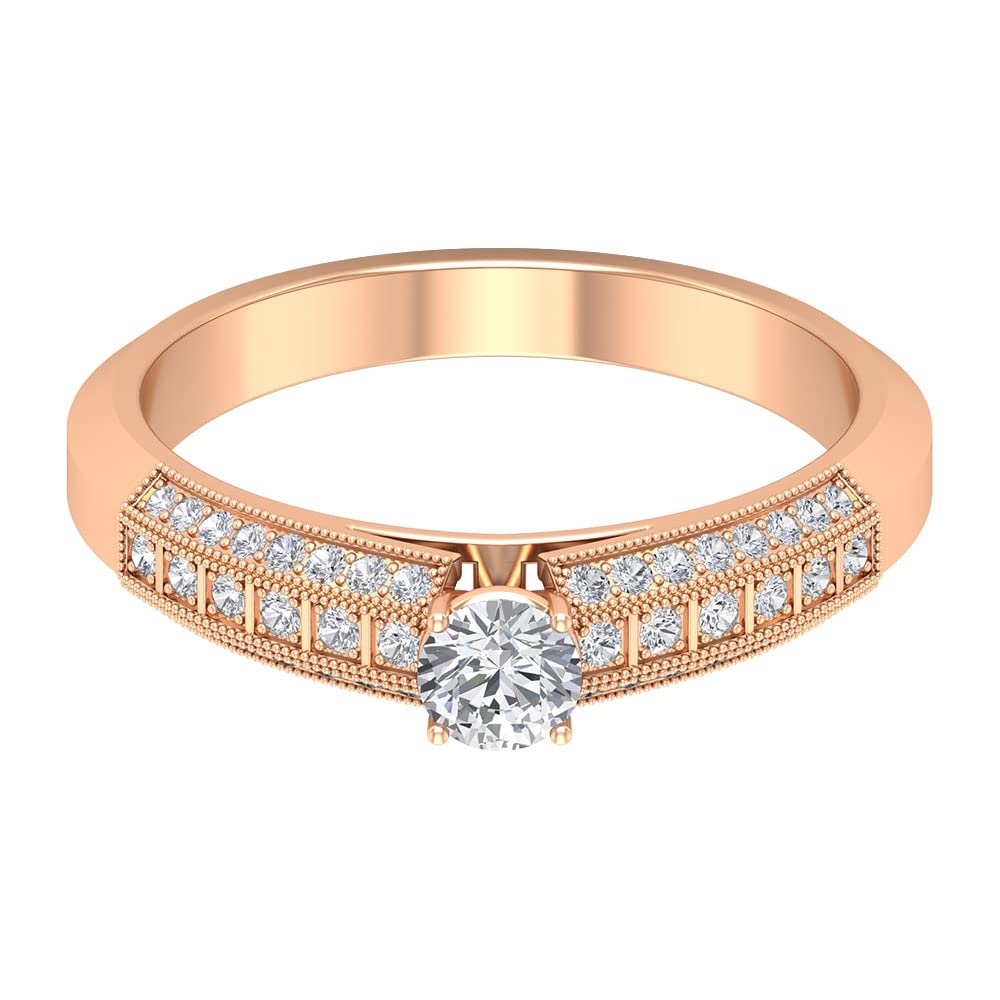 Art Deco Diamond Engagement Ring for Women - 14K Solid Gold Certified Diamond Wedding Ring - Elegant Vintage Style Jewelry for Proposals, Anniversaries & Special Occasions