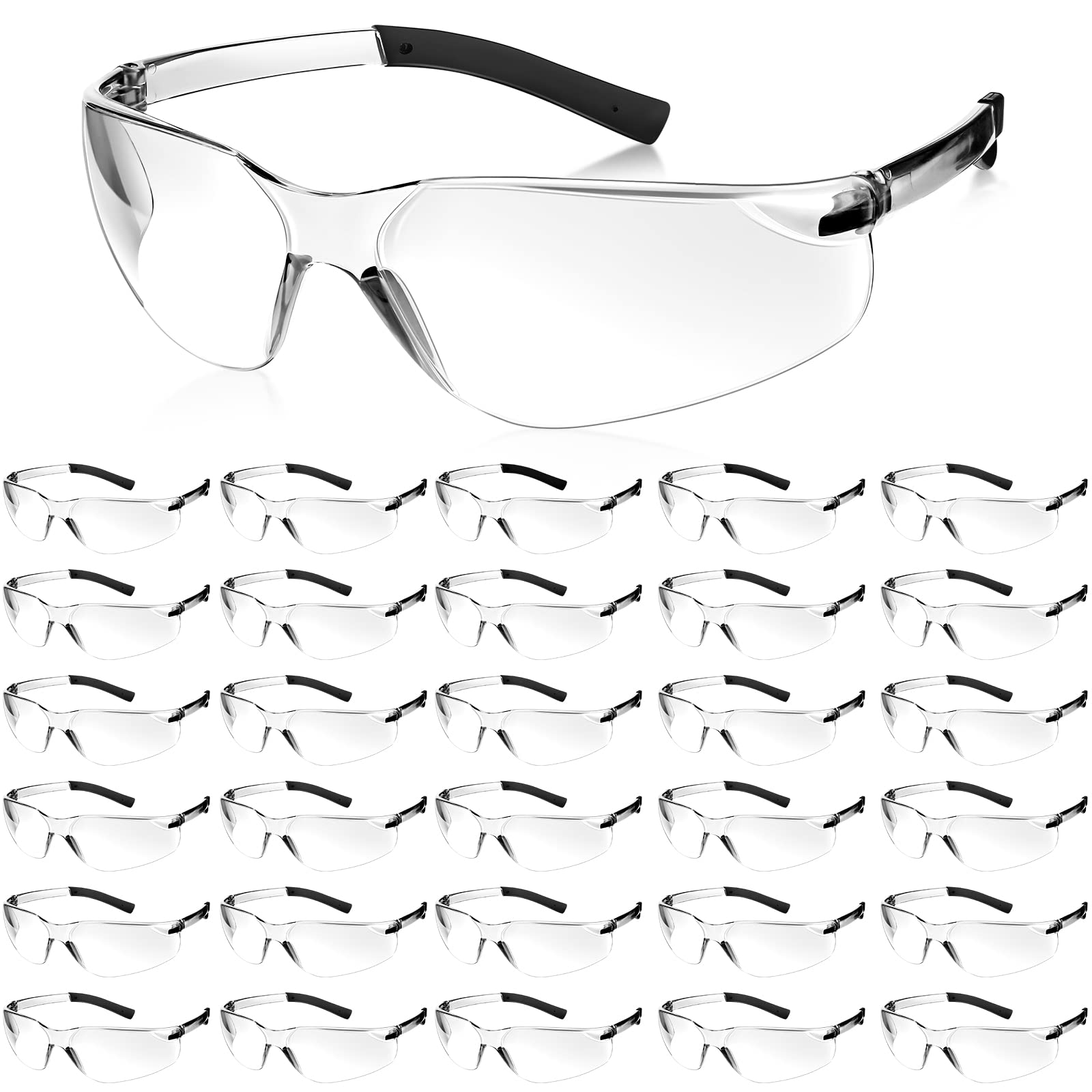 Queekay 30 Pairs Safety Glasses - ANSI Z87.1 Certified Protective Eyewear for Men & Women - Clear Anti-Fog Safety Goggles for Construction, Lab Work, Gardening & DIY Projects