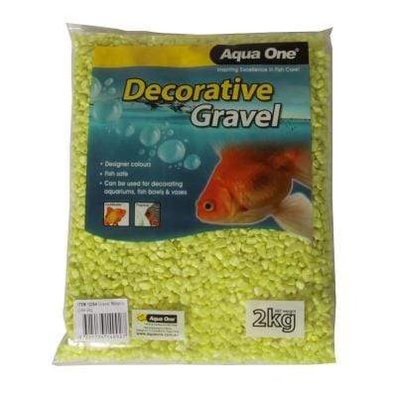 Aqua One Gravel Metallic Lime 2kg - Premium Decorative Fish Tank Substrate for Freshwater & Saltwater Aquariums | Perfect for Aquascaping & Betta Fish Tanks