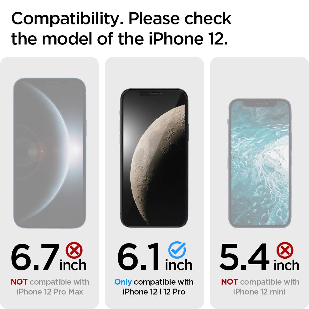 Spigen Tempered Glass Screen Protector [GlasTR EZ FIT] for iPhone 12 Pro & iPhone 12 - 2 Pack with Easy Installation & Sensor Protection - Perfect for Everyday Use, Travel & Work