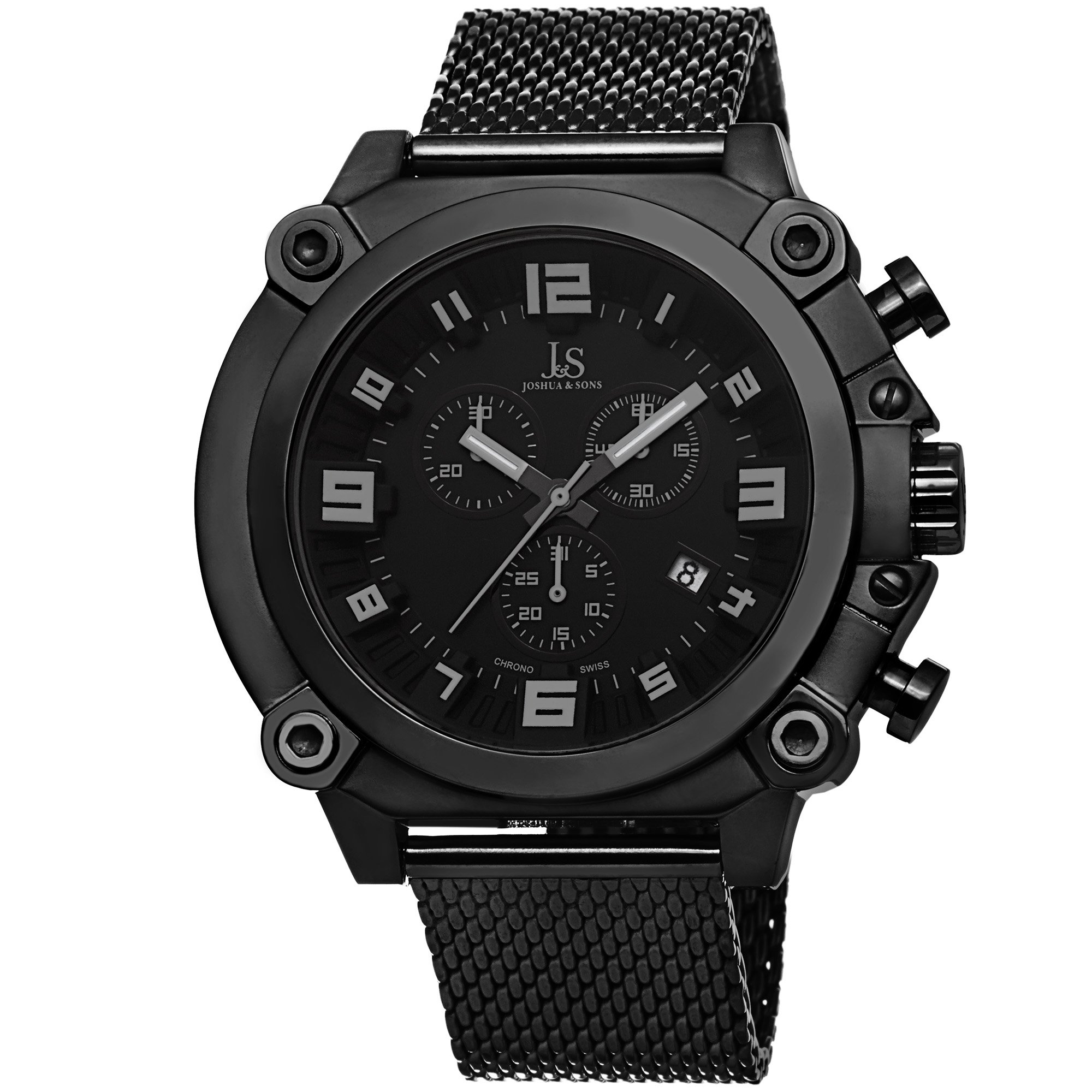 J&S JOSHUA & SONS Men's Chronograph Watch - 3 Multifunction Subdials with Timer, Seconds & Day Display, Date Window, Stainless Steel Bracelet - JS58 | Perfect for Business, Casual & Formal Occasions