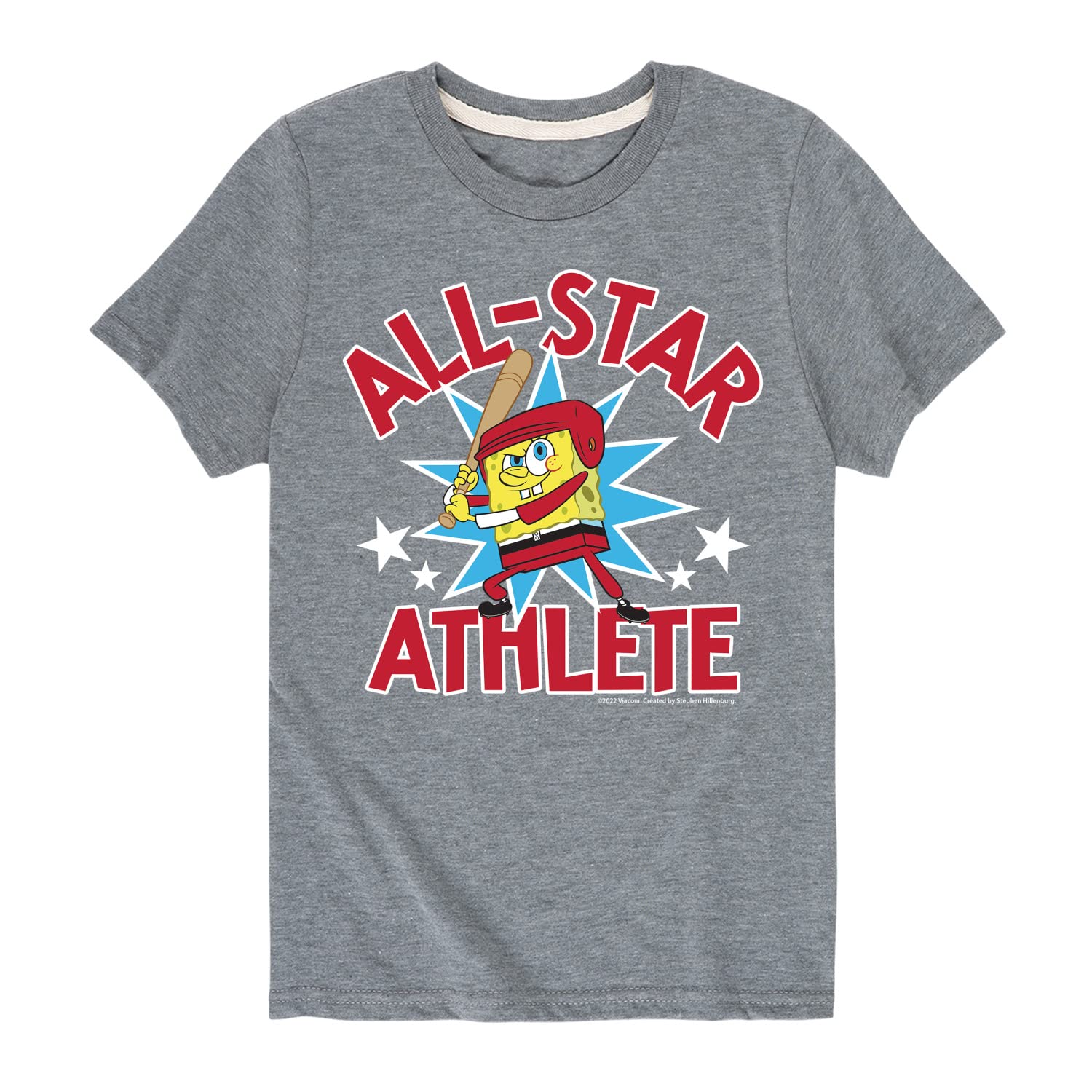 Spongebob Squarepants American All Star Graphic T-Shirt for Toddler & Youth | Short Sleeve Cotton Tee | Fun Cartoon Character Apparel for Kids Playtime & Casual Wear