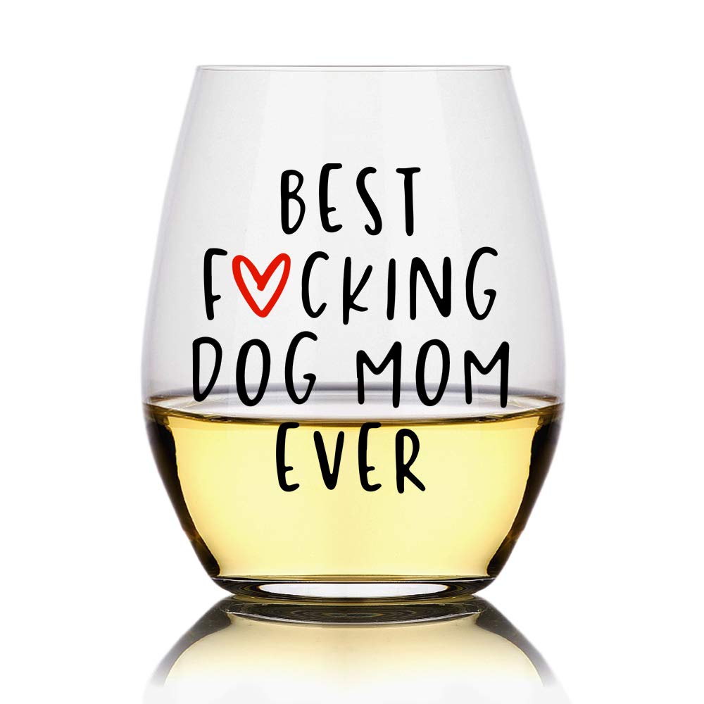Perfectinsoy Best Dog Mom Ever Wine Glass - Funny Dog Lover Gift for Women, Dog Owners, Grandmas & Pet Lovers - Ideal for Sisters, Friends, Colleagues & Neighbors - Perfect Birthday, Mother's Day & Christmas Present for Dog Moms - Enjoy Wine Nights with Your Furry Friend