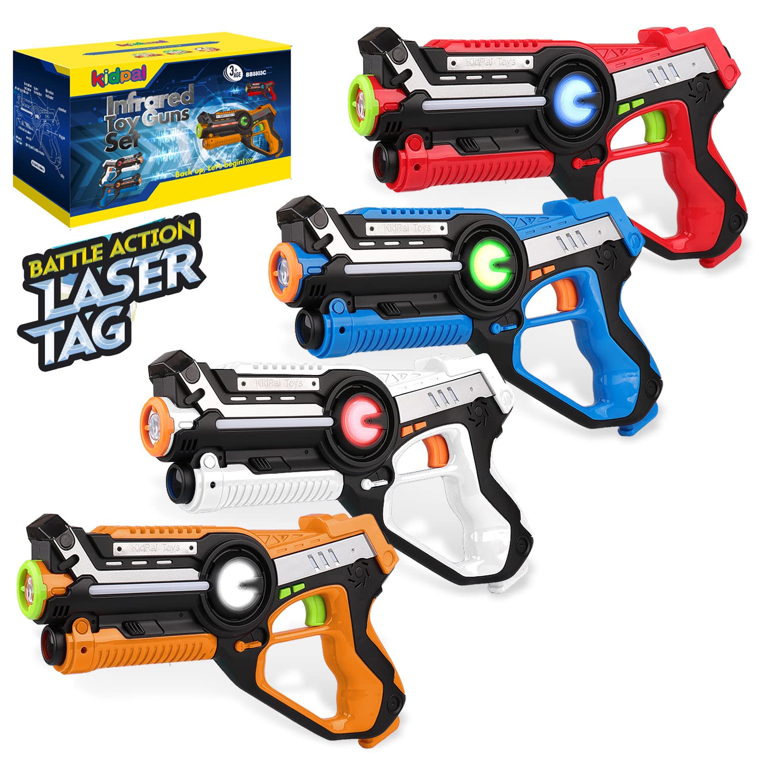 4-Pack Laser Tag Guns Set for Kids & Adults - Outdoor Laser Tag Game Toy for Boys & Girls Ages 6-12 - Power Rangers Themed Lazer Tag Set for 4 Players - Perfect Birthday Gift & Family Party Game for Indoor/Outdoor Play