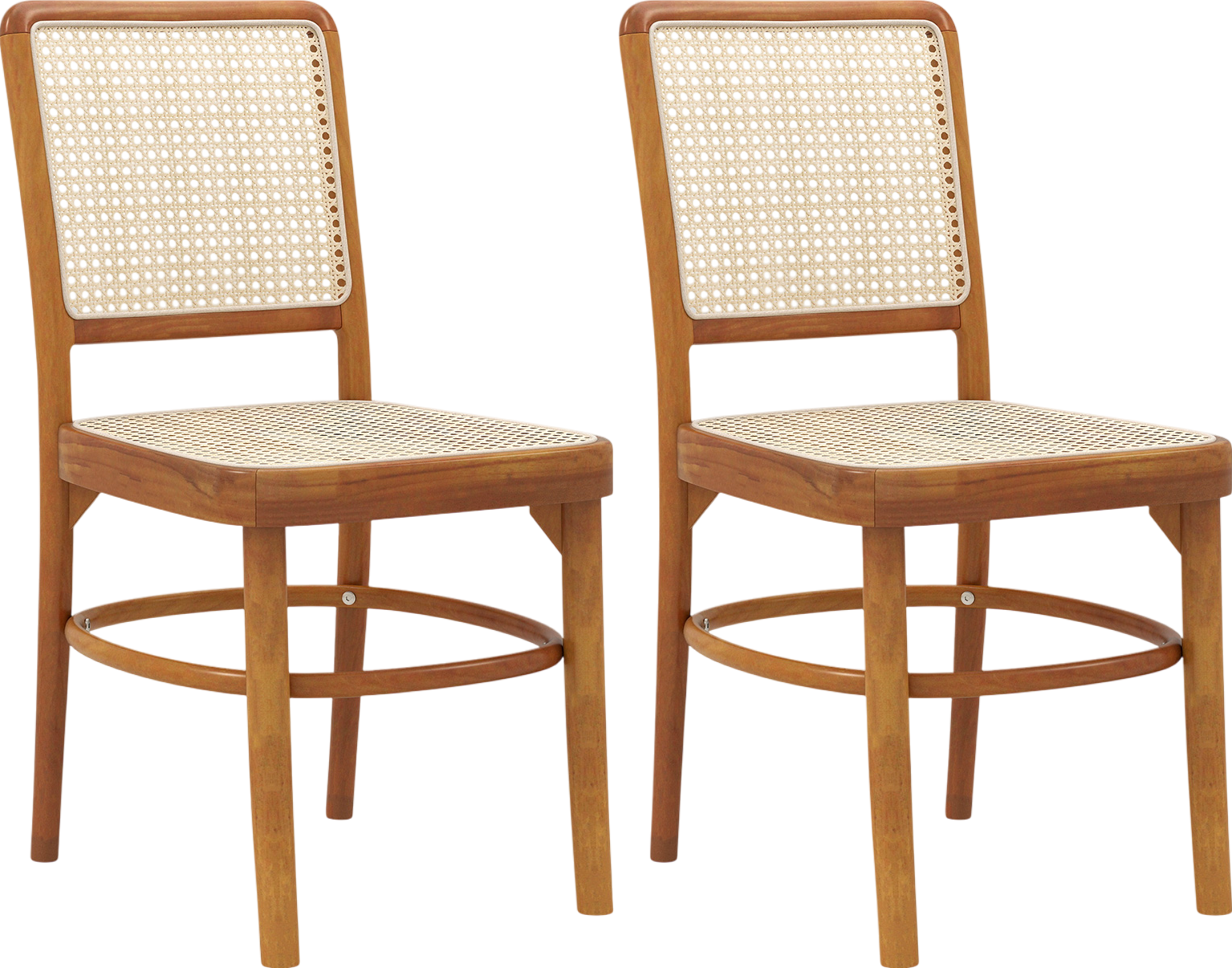 Costway Boho Dining Chairs Set of 2 - Natural Teak Wood Frame Mid-Century Modern Kitchen Chairs for Dining Room, Breakfast Nook & Outdoor Patio