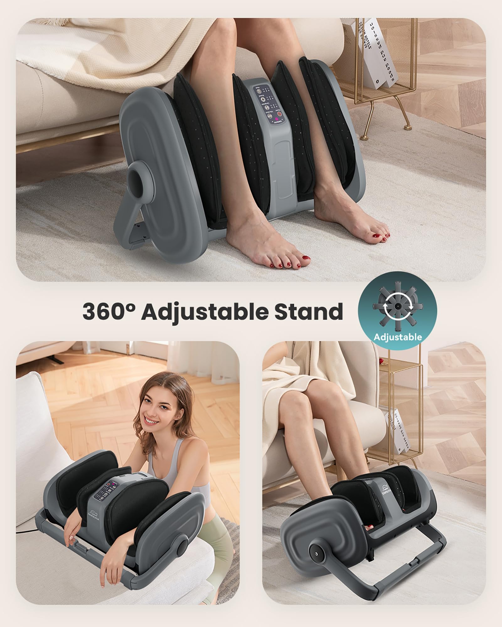 Snailax Shiatsu Foot Massager with Heat - Deep Kneading, Rolling & Compression for Plantar Fasciitis Relief - Foot & Calf Massager for Women & Men - Perfect for Home Relaxation & Christmas Gifts