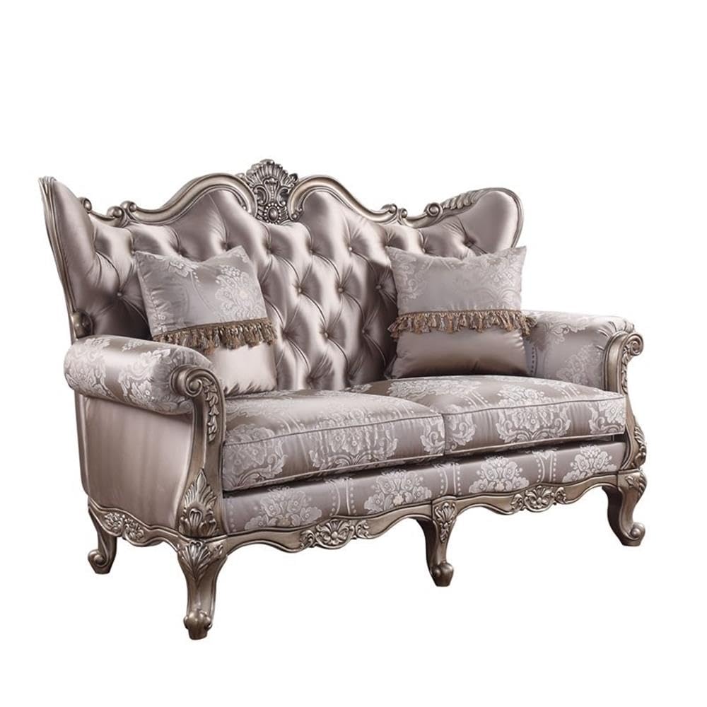 Acme Jayceon Tufted Loveseat with Pillows - Champagne Beige for Living Room