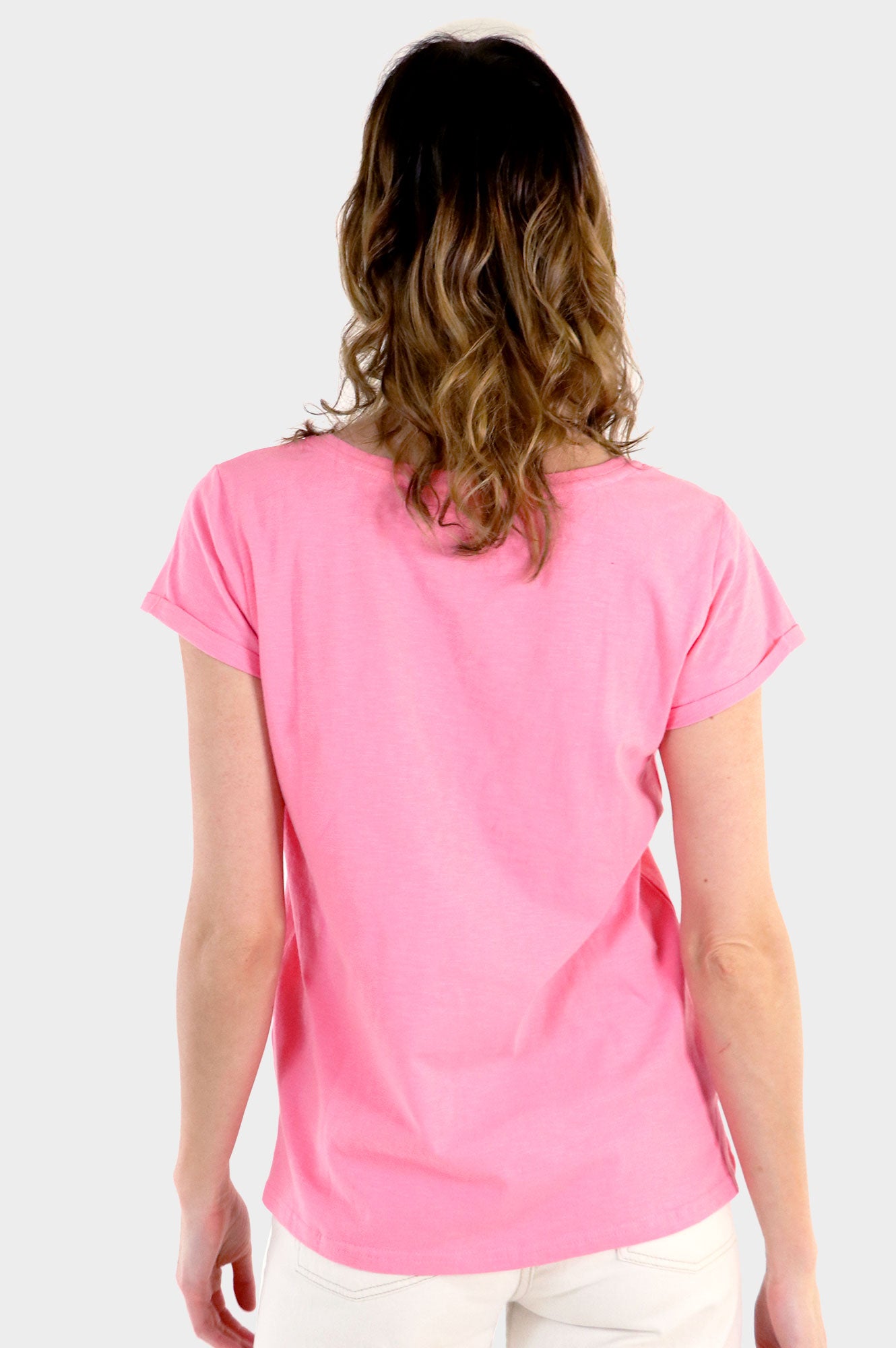 Organic Cotton V-Neck T-Shirt for Women - Soft & Comfortable Pink Tee - Perfect for Casual Wear, Workouts & Everyday Outfits