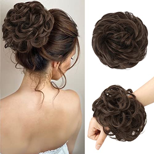 Large Curly Hair Bun Scrunchie Extension - Perfect for Ponytails, Updos & Everyday Hairstyles