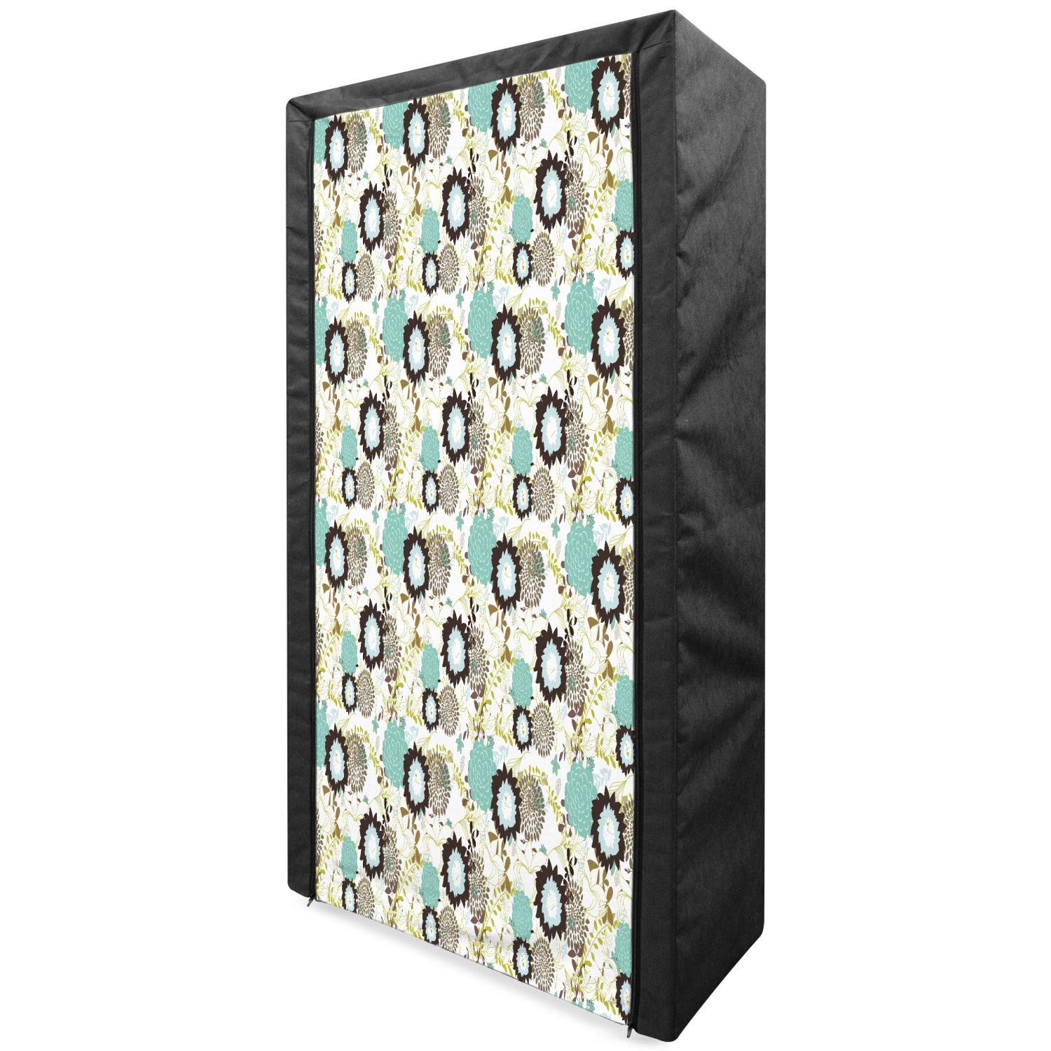 Ambesonne Floral Fabric Wardrobe - Portable Clothing Organizer with Shelves, 33.5