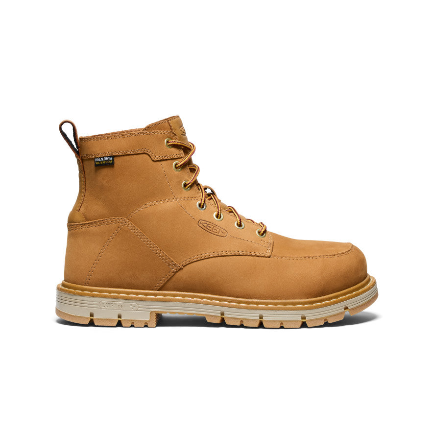 Men's San Jose 6 Waterproof 90° Heel Work Boot with Aluminum Toe - Bistre/Gum - Slip Resistant Safety Shoes for Construction, Warehouse & Outdoor Work