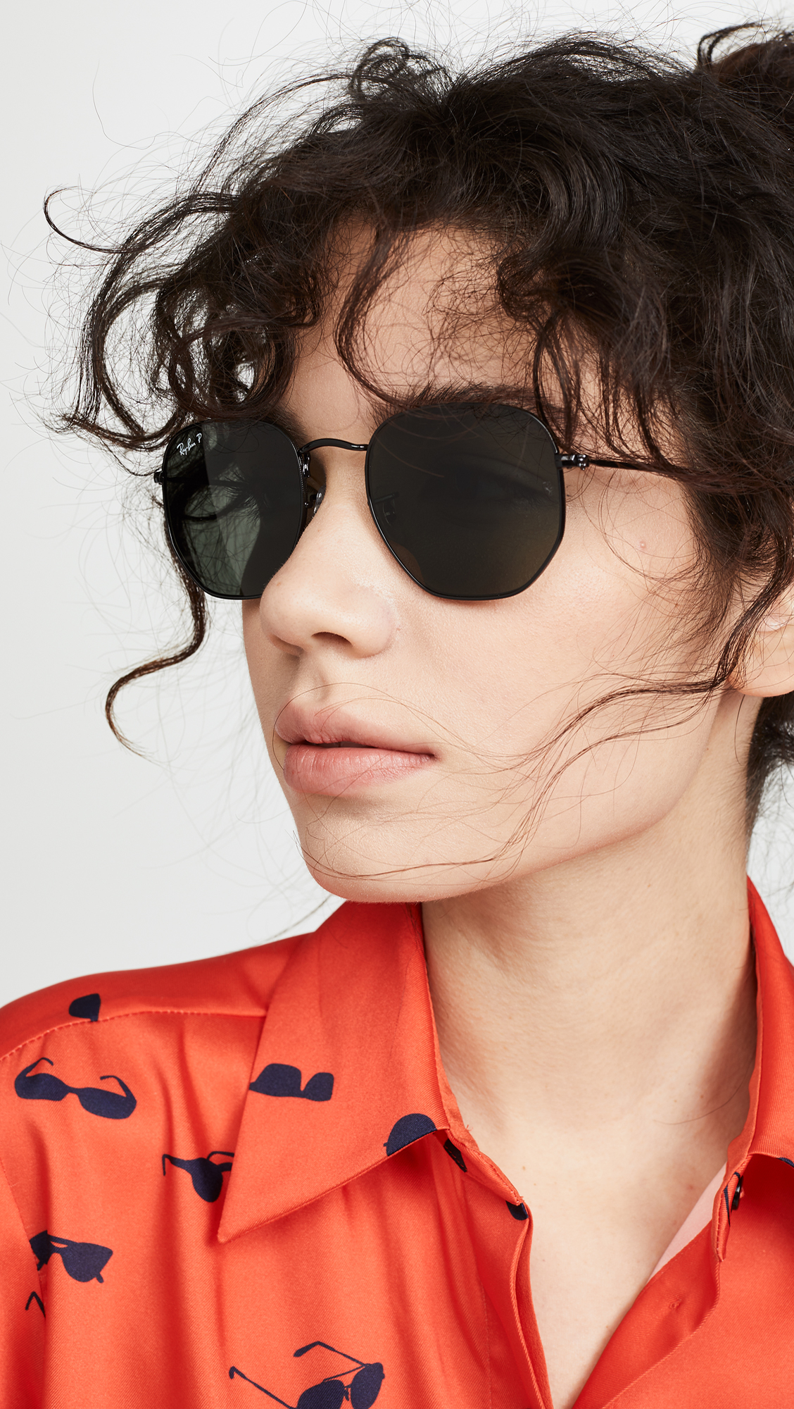 Ray-Ban RB3548N Polarized Hexagonal Sunglasses for Women - Black/Grey Frame, UV Protection, Lightweight & Stylish - Perfect for Driving, Beach & Outdoor Activities