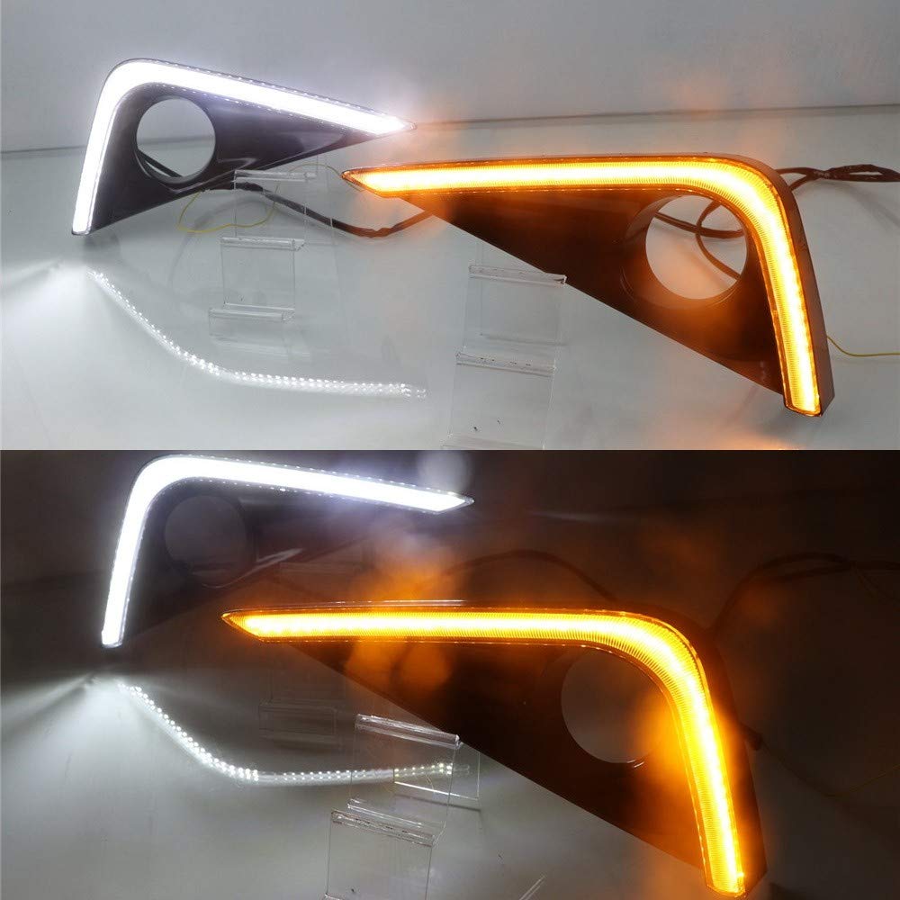 6000K LED Daytime Running Lights for Toyota Rush 2018-2019 - DRL Front Bumper Lights with Yellow Turn Signals - Perfect for Enhanced Visibility & Safety on Highways and Night Driving