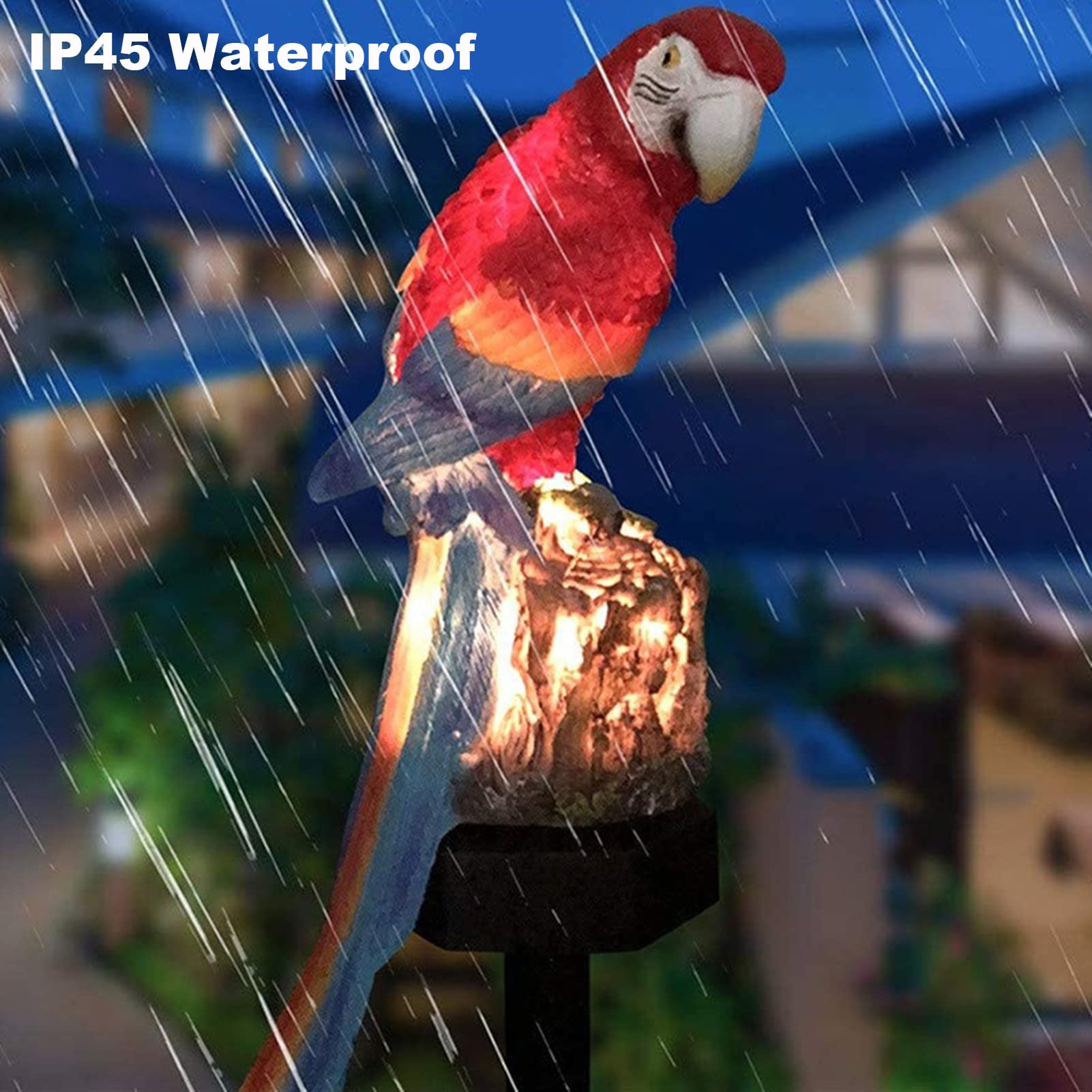 Solar LED Parrot Garden Lights - 2 Pack Waterproof Outdoor Decorative Figurines with Stake for Lawn, Pathway & Yard Decor | IP45 Weatherproof | Perfect for Patio, Garden & Landscape Lighting at Night