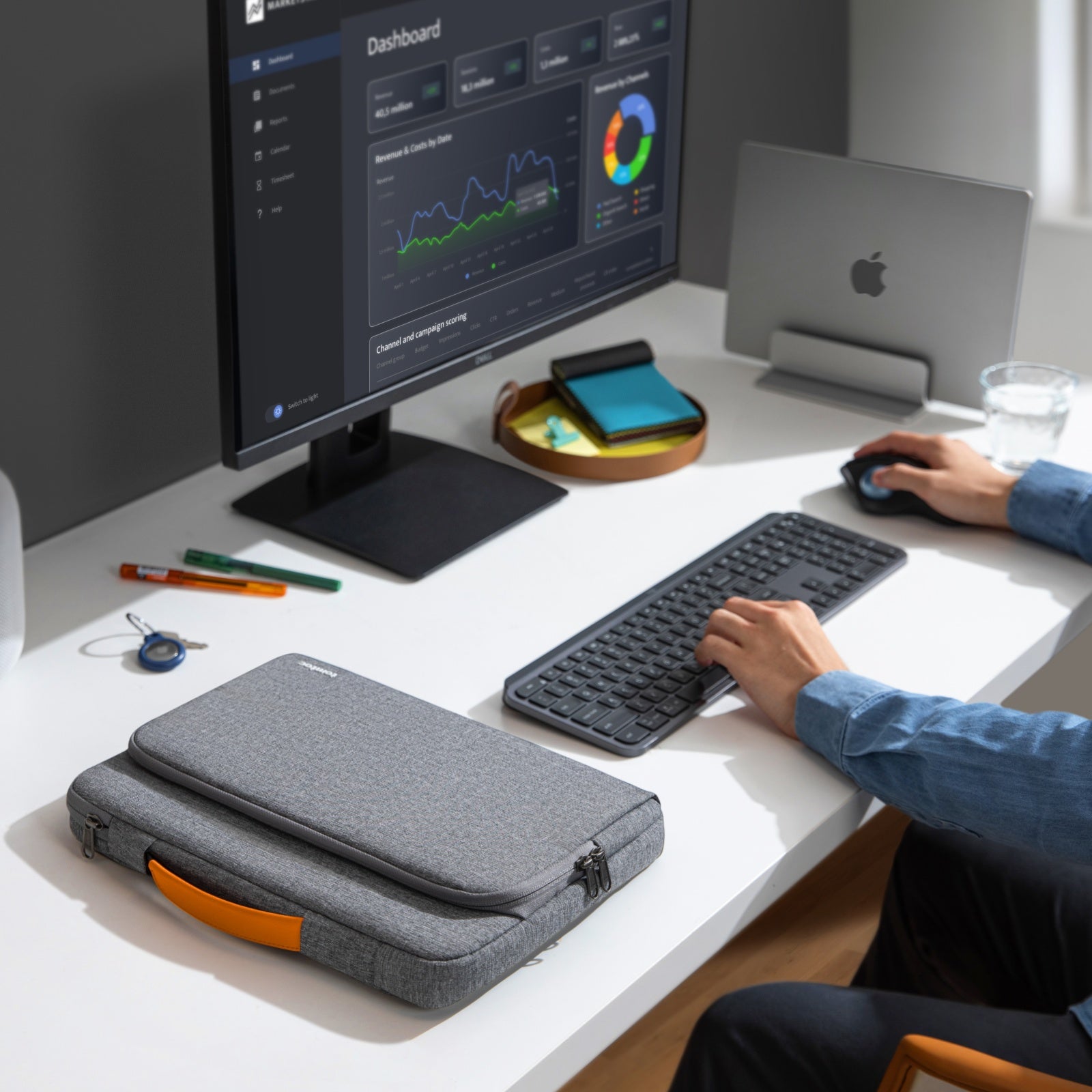 Defender A14 Laptop Briefcase for 15 inch MacBook Air - Waterproof Business Laptop Bag with Padded Protection, Perfect for Office, Travel & Commuting