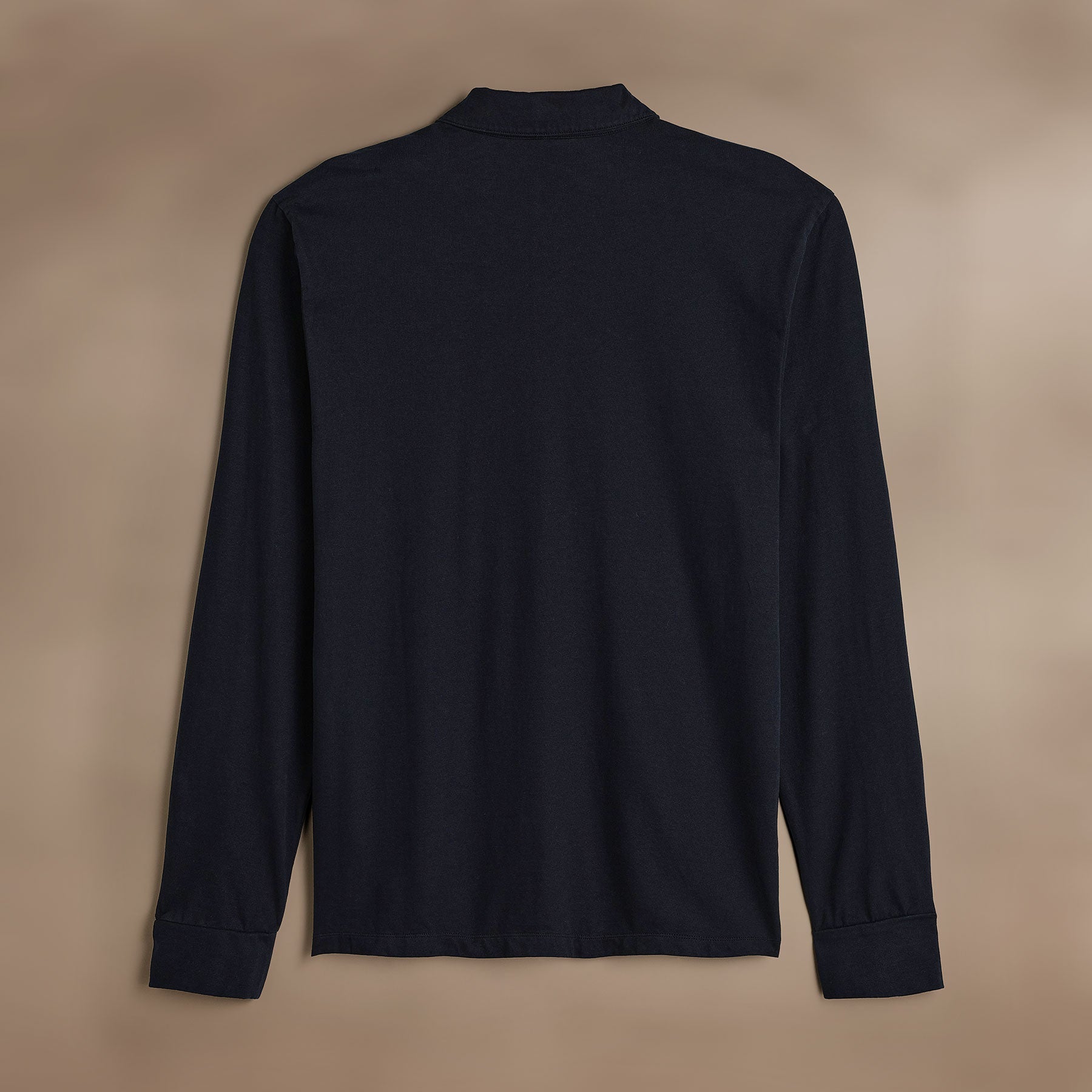 Premium Heavyweight Luxe Jersey Long Sleeve Polo Shirt for Men - French Navy Blue - Perfect for Business Casual, Golf & Everyday Wear