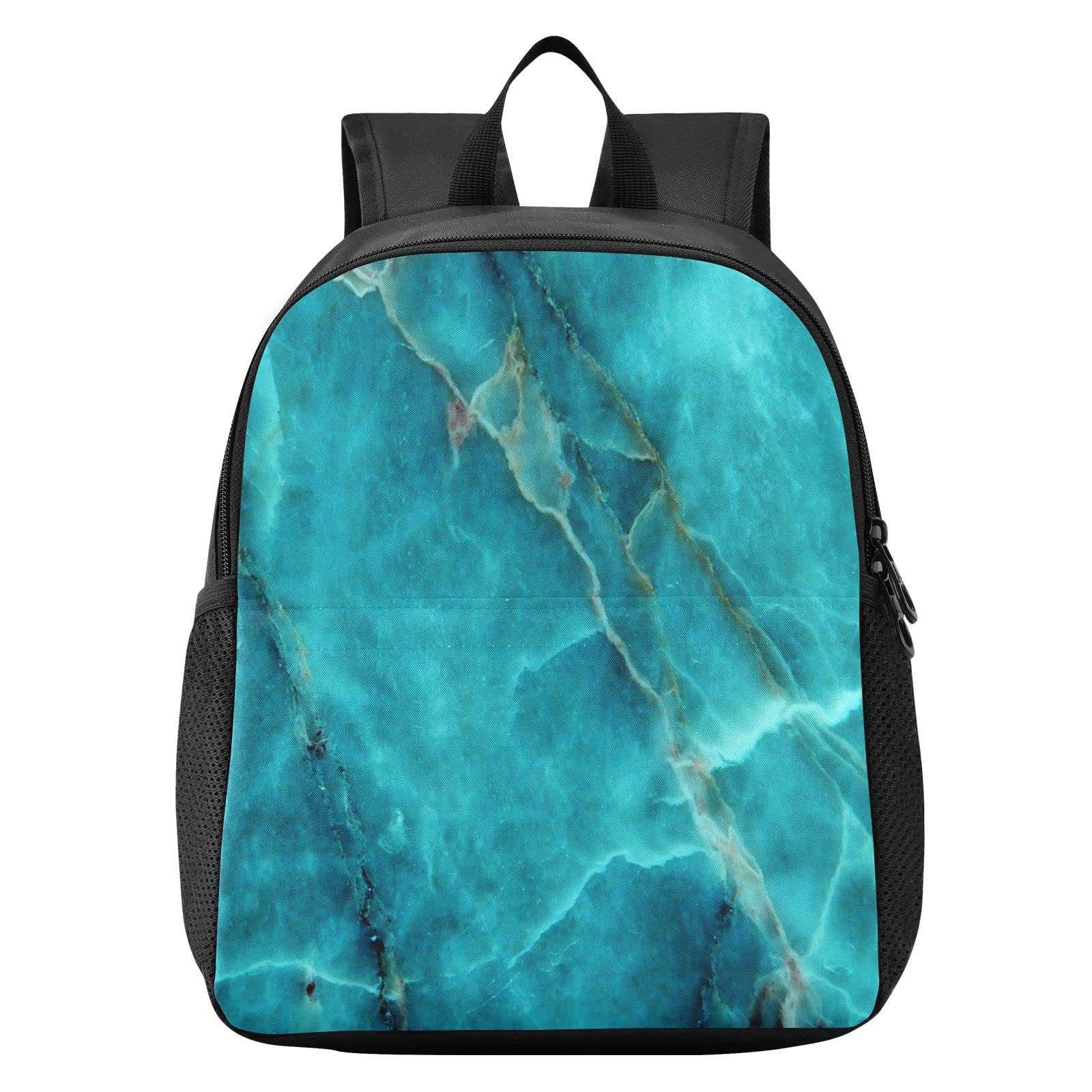 Kids Mini Backpack for Toddlers - Teal Green Marble Print Travel Bag for Boys & Girls Ages 3-7 | Lightweight School Backpack, Daycare Bag, Vacation Carry-On