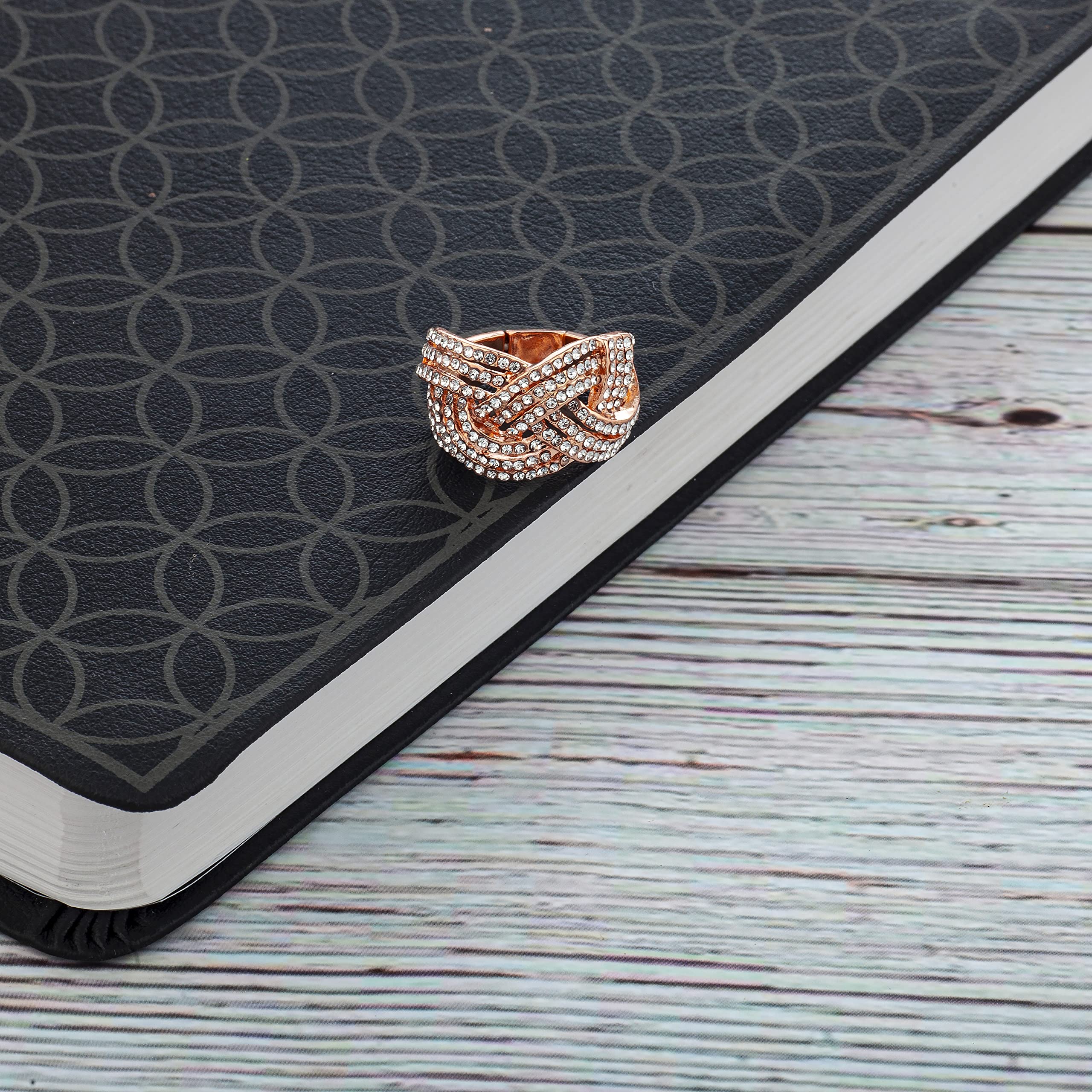 Nicole Miller Rose Gold Crystal Rhinestone Ring for Women | Elegant Party Accessory