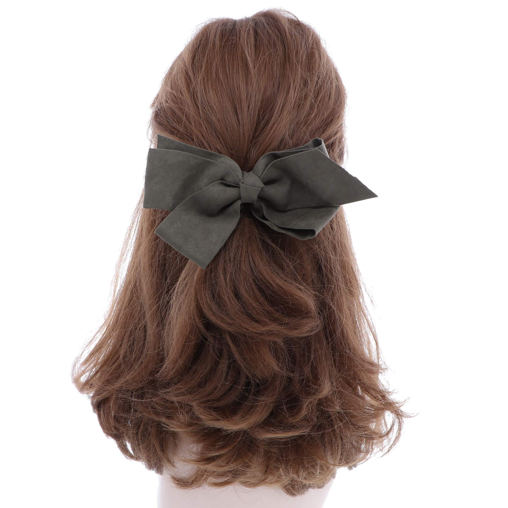Large Suede Hair Bow for Women and Girls - Olive Green, Perfect for Weddings, Parties, and Everyday Fashion Accessories