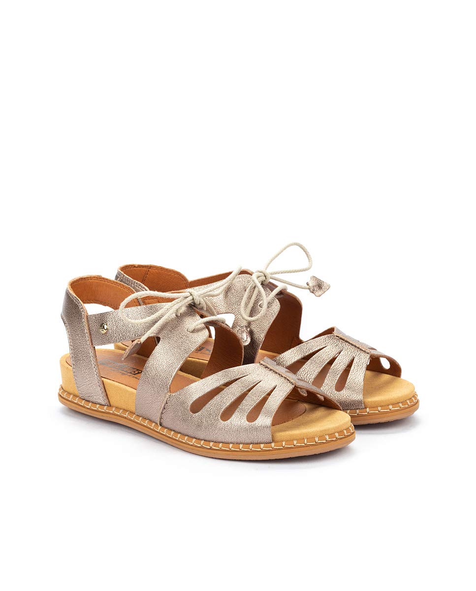 PIKOLINOS Women's Leather Flat Sandals - Marazul Stone Color | Comfortable & Stylish for Beach, Vacation & Casual Wear