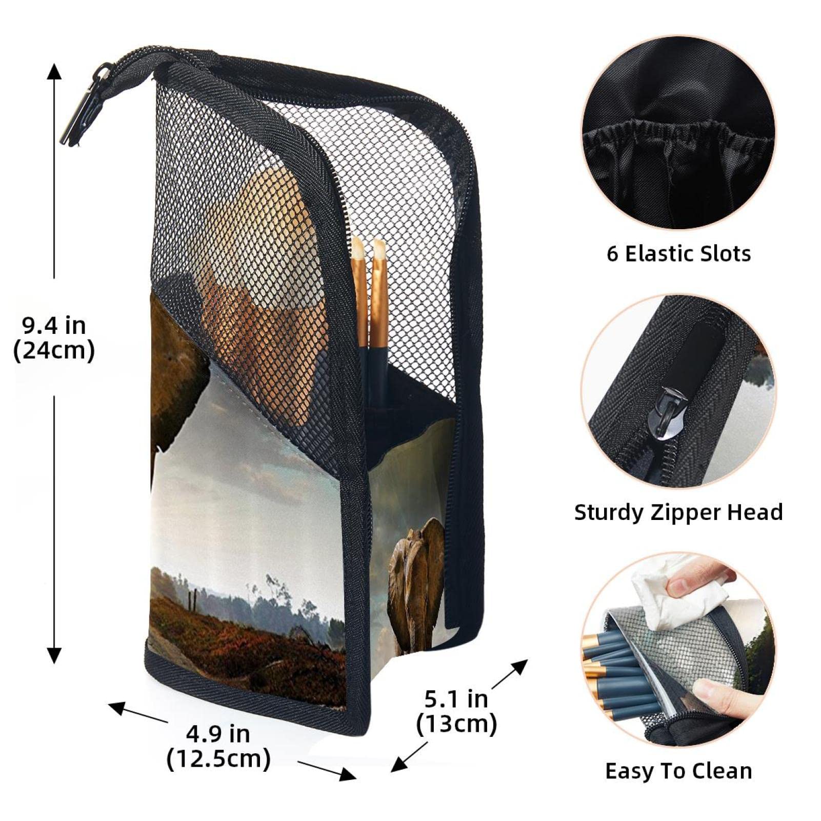 Premium Makeup Brush Organizer Bag with 12 Brushes - Asian Elephant Design, Portable Cosmetic Brush Holder Case for Travel & Home Storage