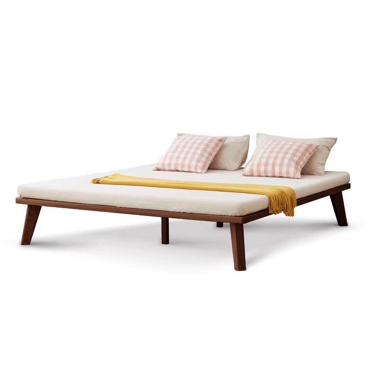Solid Oak Wood Platform Bed Frame - Queen Size, No Headboard - Modern Minimalist Bedroom Furniture for Small Spaces & Studio Apartments