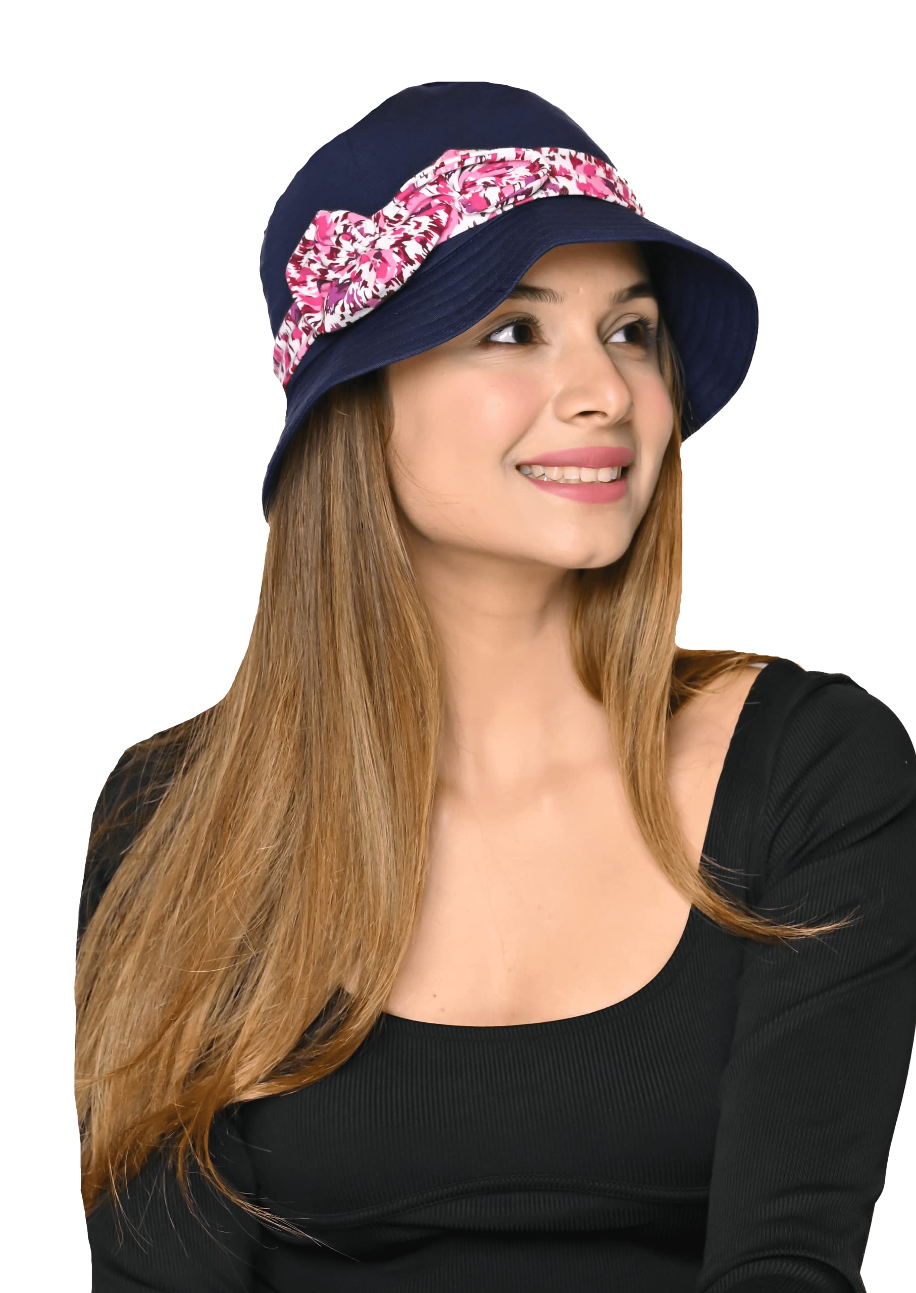 Women's Bamboo Summer Bucket Sun Hat with 2 Headbands - UPF 50+ Wide Brim Beach Hat for Travel, Gardening, and Outdoor Activities