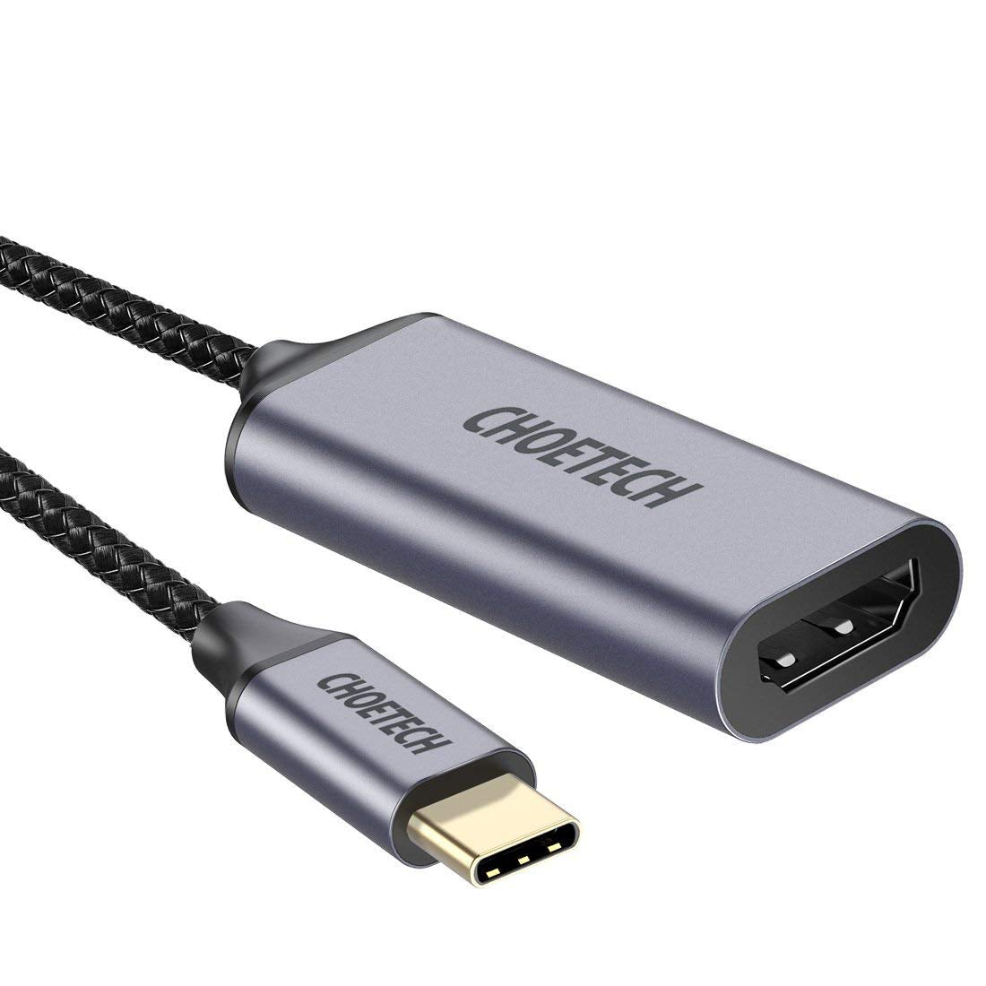 Choetech HUB H10 USB C to HDMI Adapter with Braided Cable - 4K 60Hz, Fast Charging for MacBook, iPad, Samsung Galaxy - Perfect for Home Office, Gaming & TV Streaming