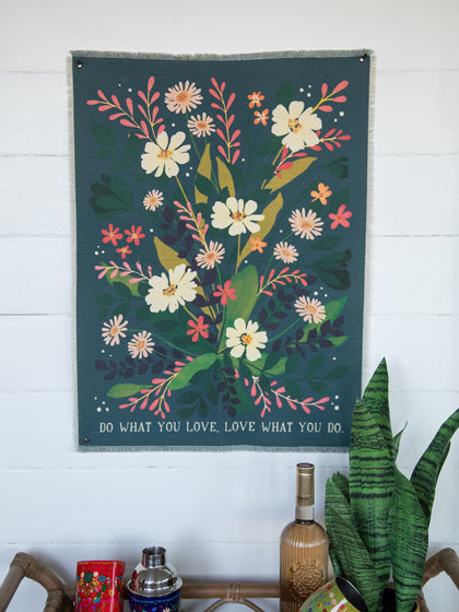 Bohemian Canvas Tapestry Wall Hanging - Do What You Love Inspirational Quote Art for Bedroom, Dorm & Living Room Decor