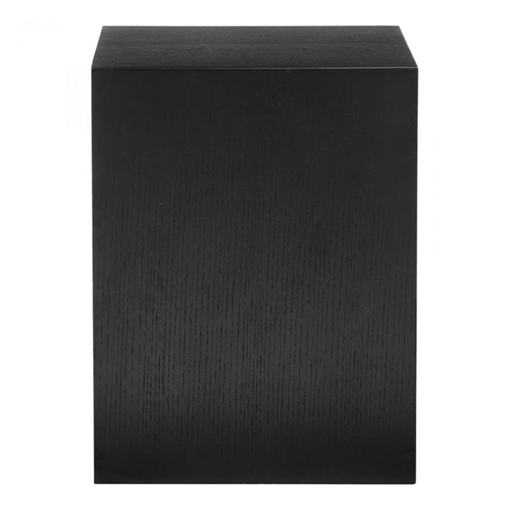 MAKLAINE Modern Rectangle Wood Side Table with Single Drawer - Black Oak Finish | Perfect for Living Room, Bedroom & Office Nightstand
