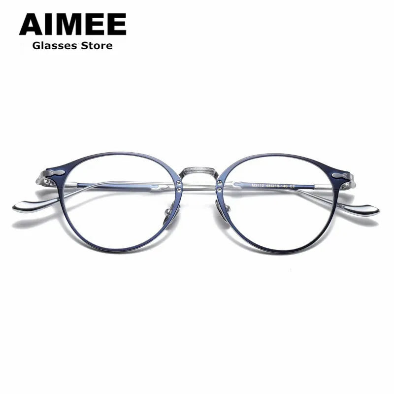 Aimee Unisex Full Rim Oval Round Titanium Eyeglasses Frame 3112 - Lightweight & Durable Eyewear for Work, Reading & Fashion