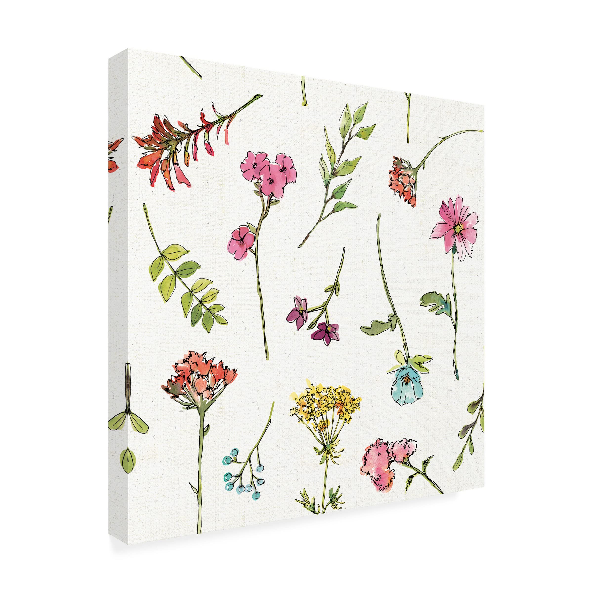 Anne Tavoletti 'Simply Petals Step 01' Floral Canvas Wall Art - Handmade Botanical Painting for Living Room, Bedroom & Office Decor