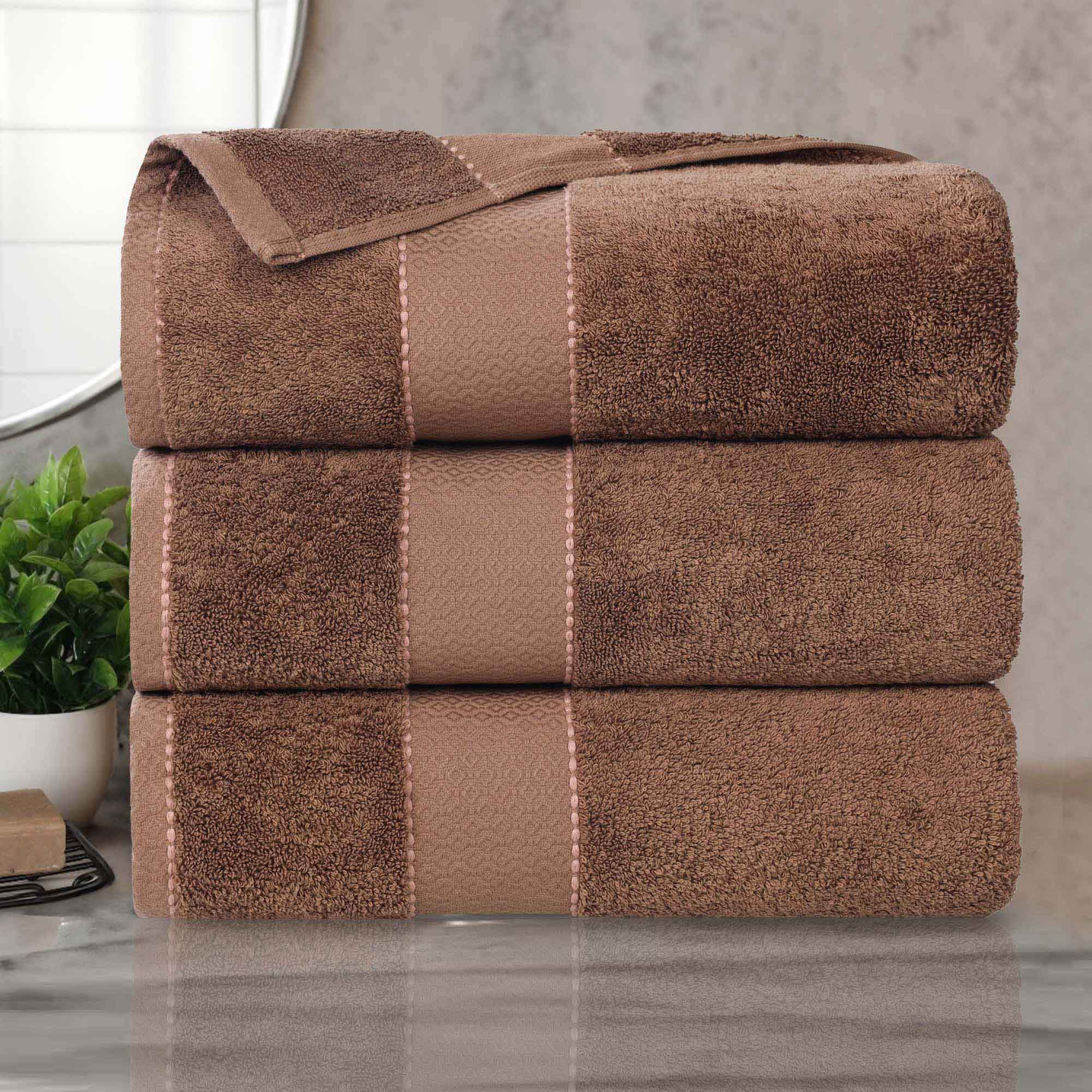Premium Egyptian Giza Cotton Bath Towel Set of 3 - Ultra Soft & Highly Absorbent - Luxury Spa & Bathroom Essentials for Home & Hotel Use
