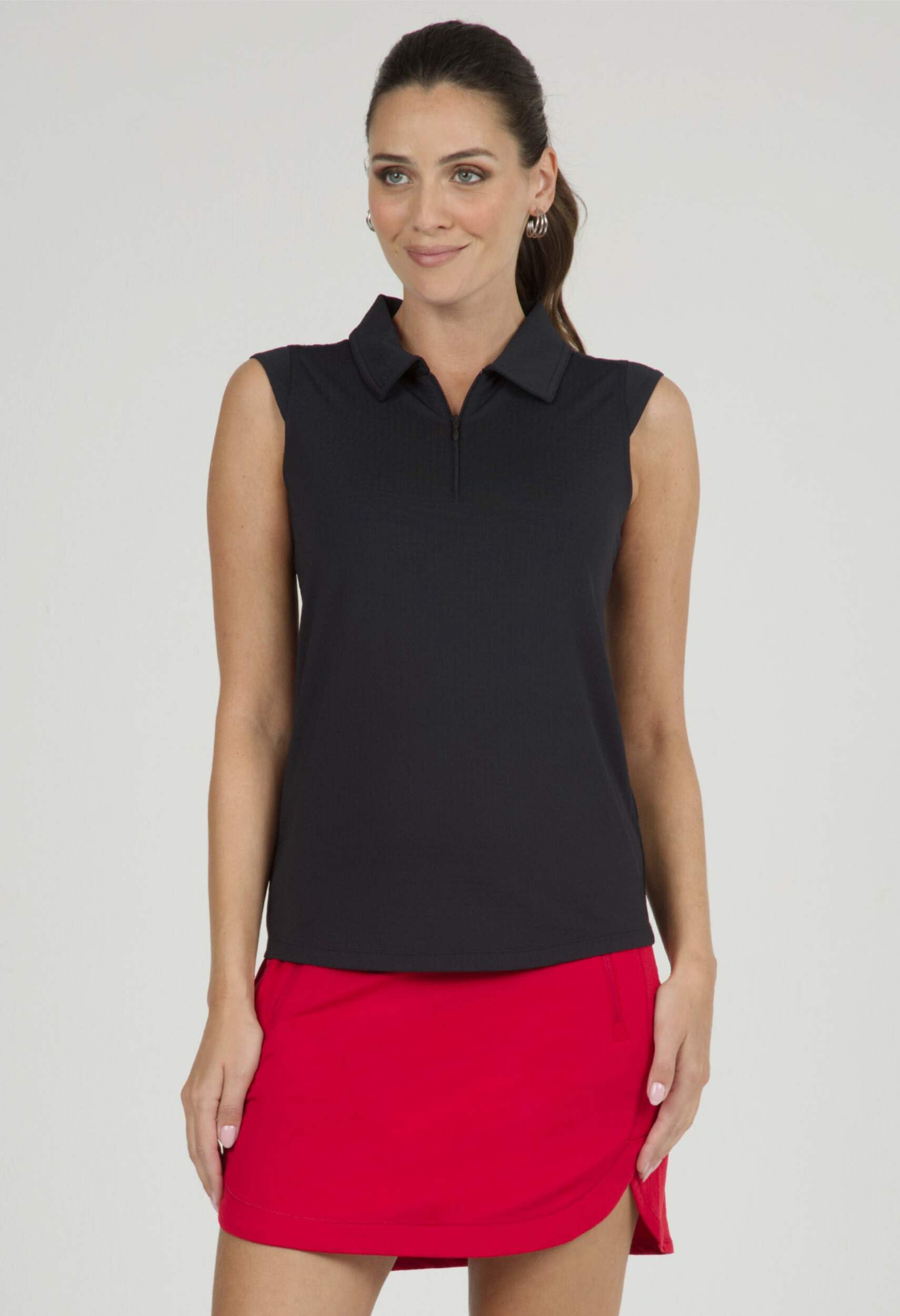 IBKUL Women's UPF 50+ Sun Protection Cooling Sleeveless Polo Shirt - Breathable Quick-Dry Athletic Top for Golf, Tennis & Outdoor Activities
