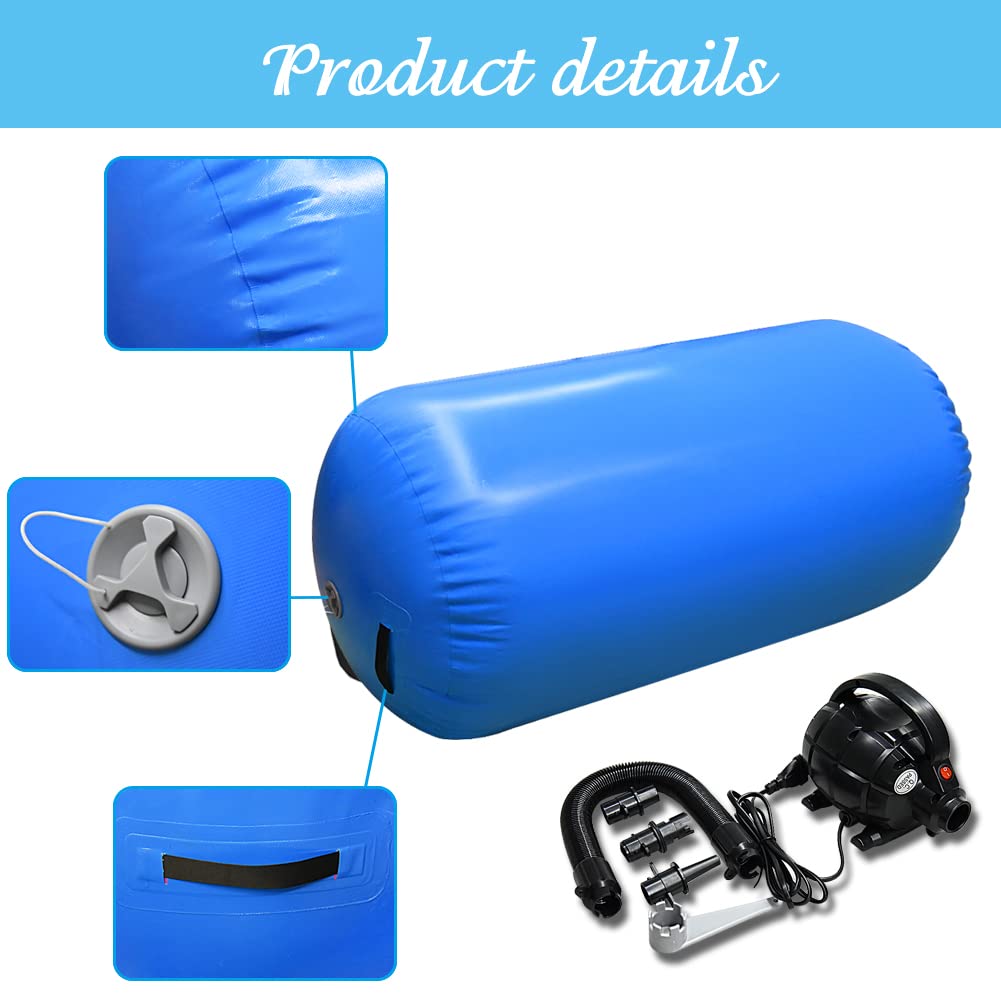 Inflatable Air Tumbling Mat with Electric Pump - Gymnastics Barrel Roller for Home Gym, Cheerleading & Yoga Practice | Perfect for Kids Training, Fitness Exercises & Indoor Sports Activities