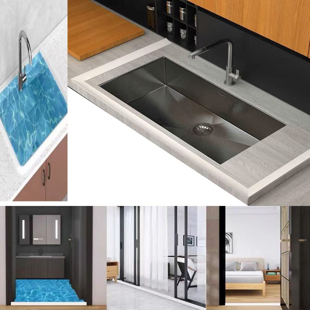 Waterproof Self-Adhesive Shower Dam - 78 Inch White Bathroom & Kitchen Water Blocker, Bathtub Threshold Guard & Countertop Edge Trim - Perfect for Leak Prevention in Showers, Tubs, and Wet Areas